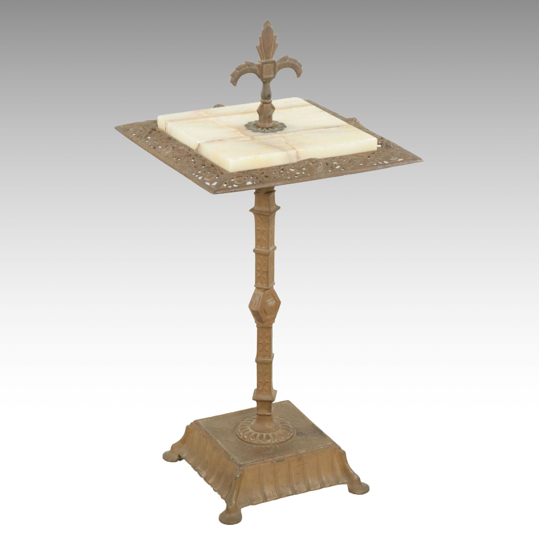 Aesthetic Movement Alabaster and Brass Smoking Stand, Early 20th Century