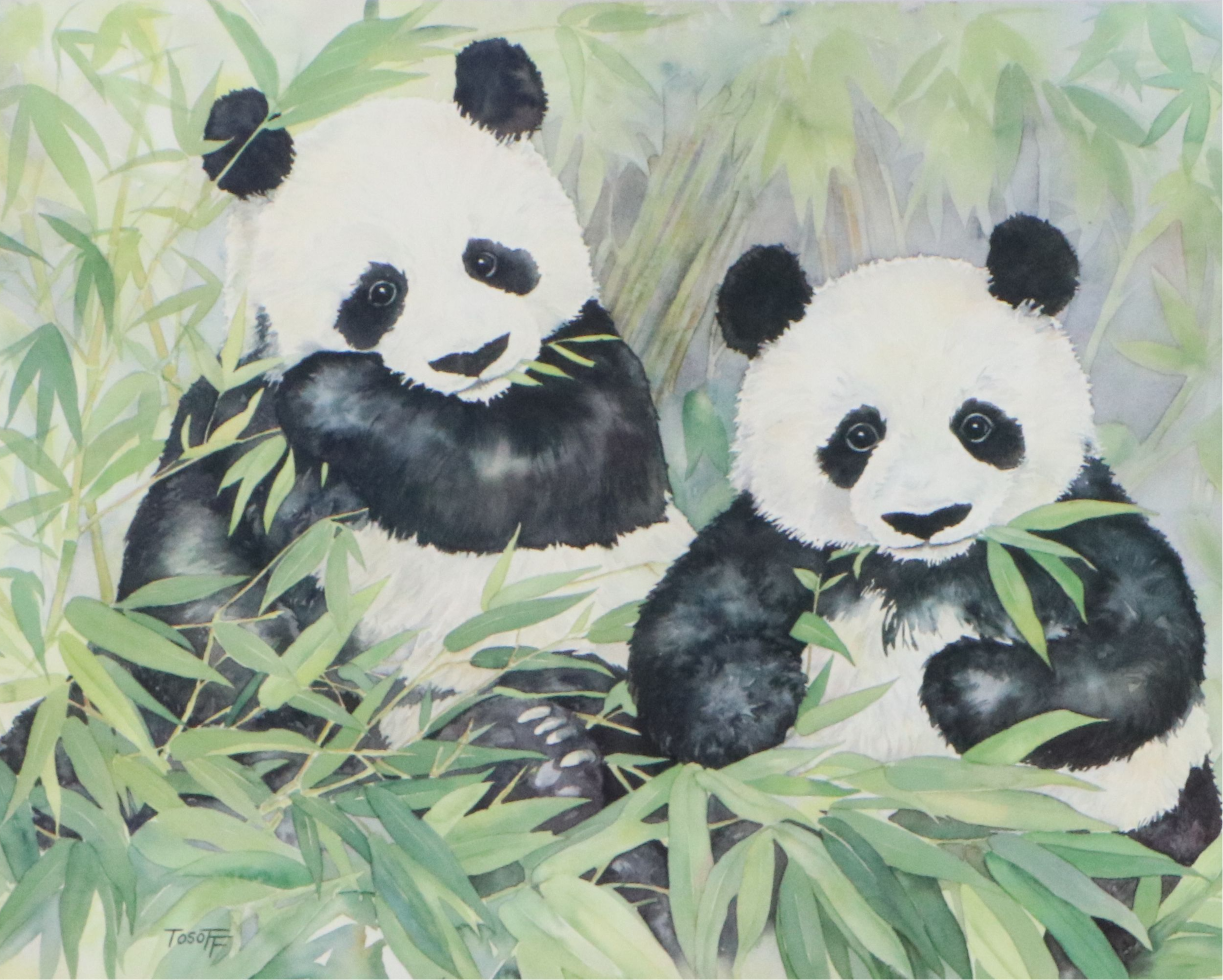 Wendy Tosoff Offset Lithograph "Panda Bear Friendship," 21st Century