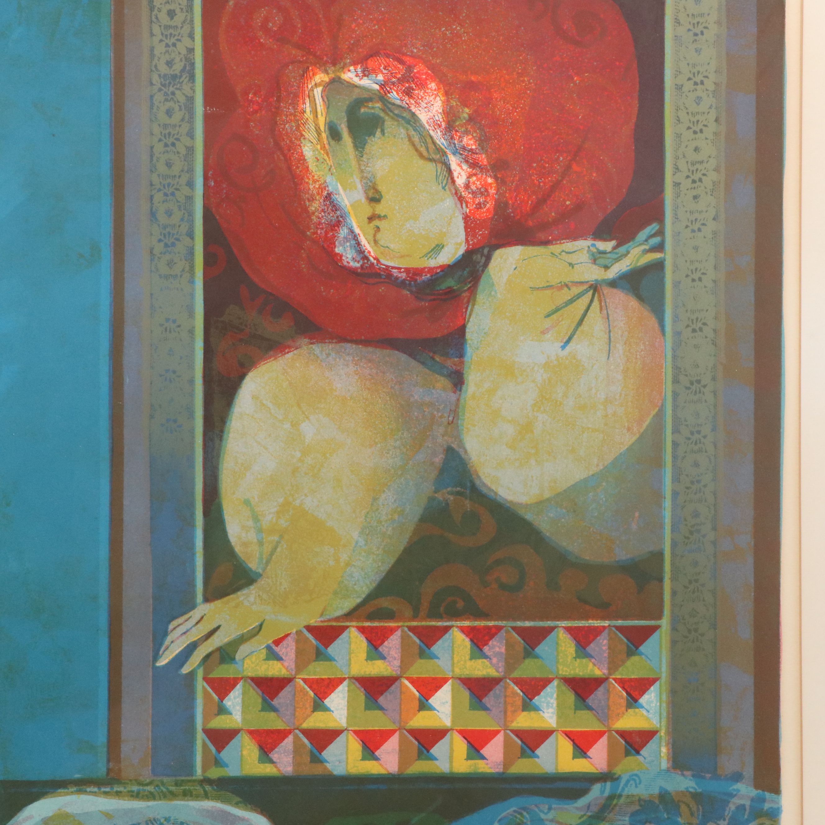 Alvar Suñol Munoz-Ramos Color Lithograph "Muse et la Reveuse," 1974