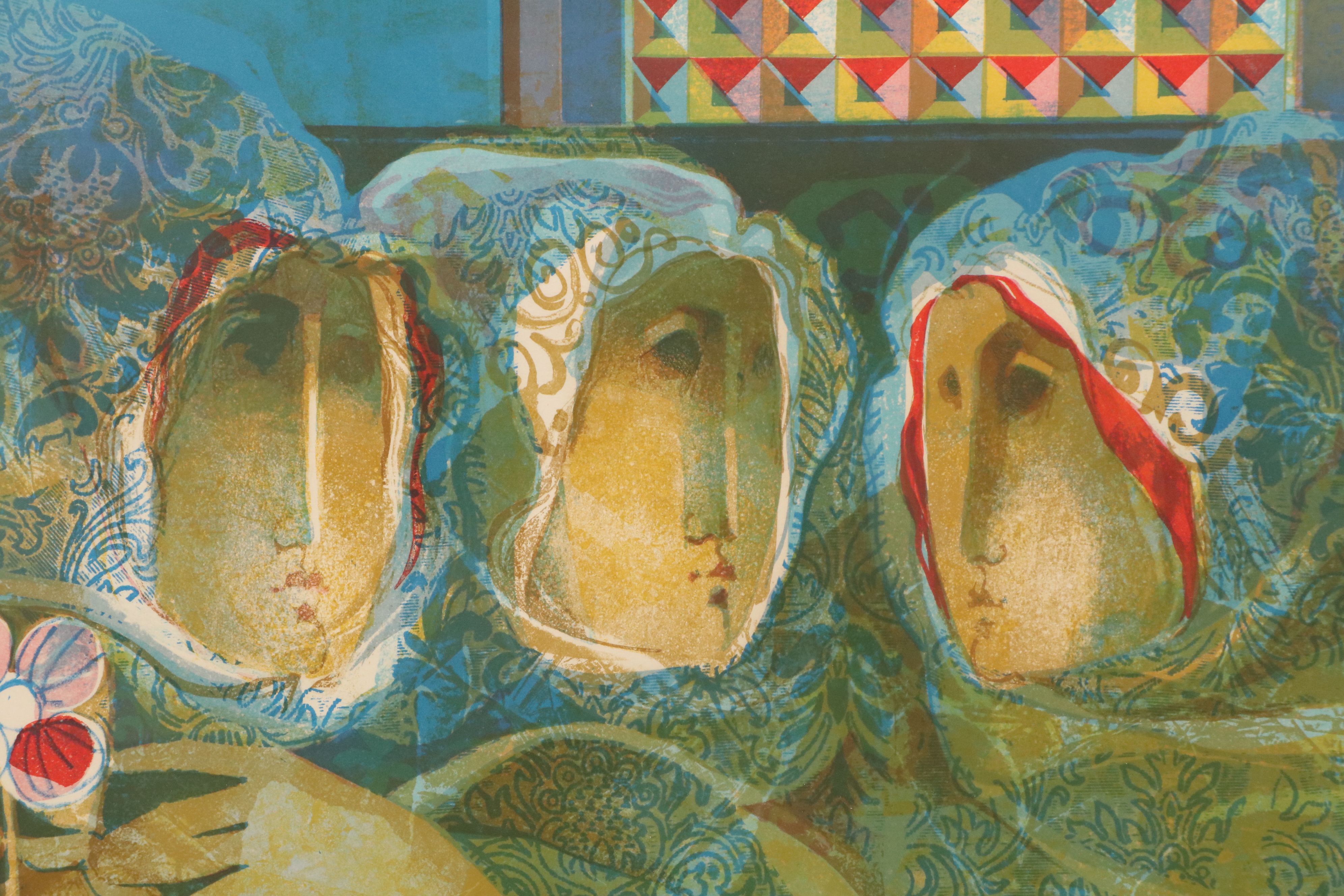 Alvar Suñol Munoz-Ramos Color Lithograph "Muse et la Reveuse," 1974