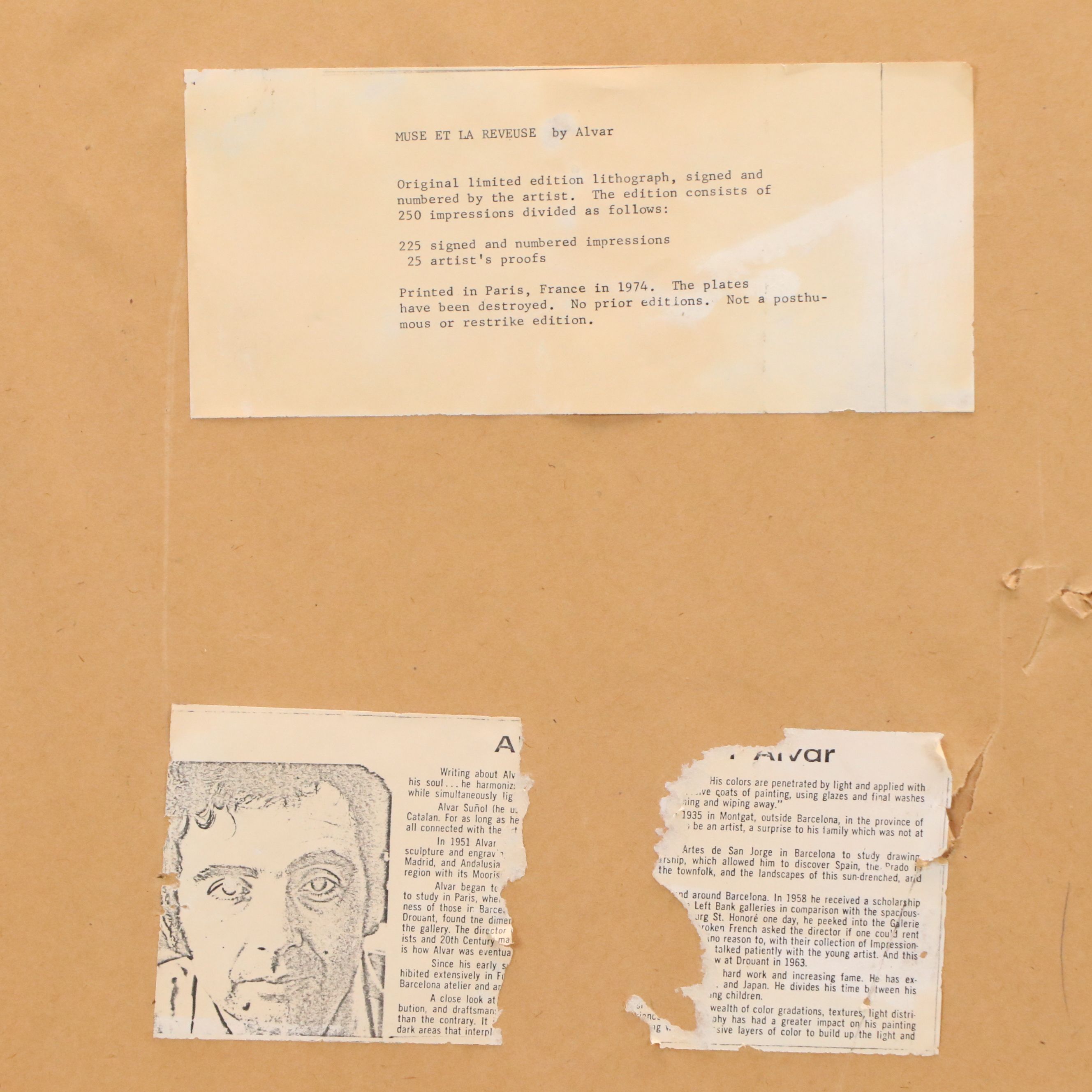 Alvar Suñol Munoz-Ramos Color Lithograph "Muse et la Reveuse," 1974