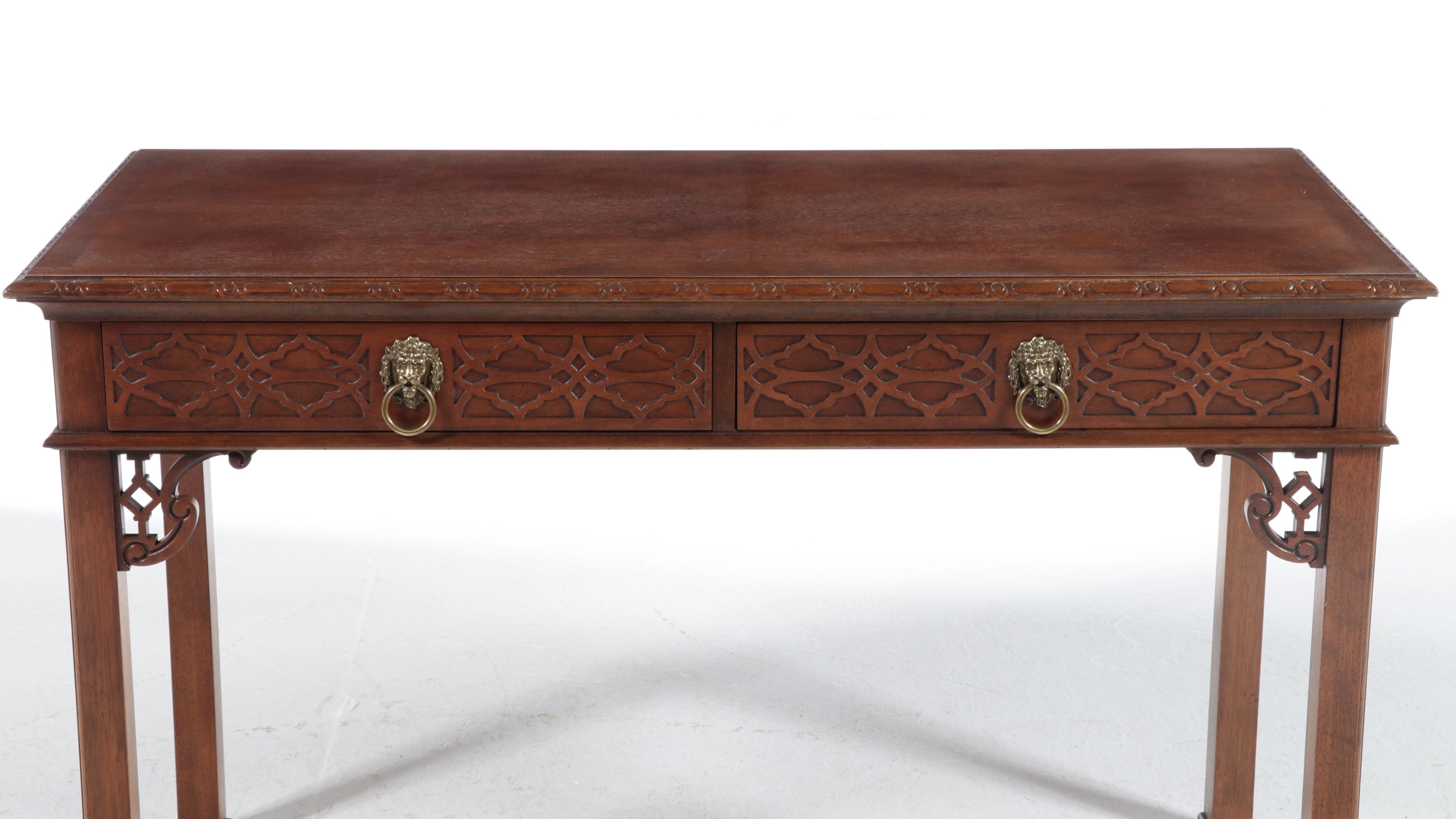 Chinese Chippendale Style Mahogany Writing Table