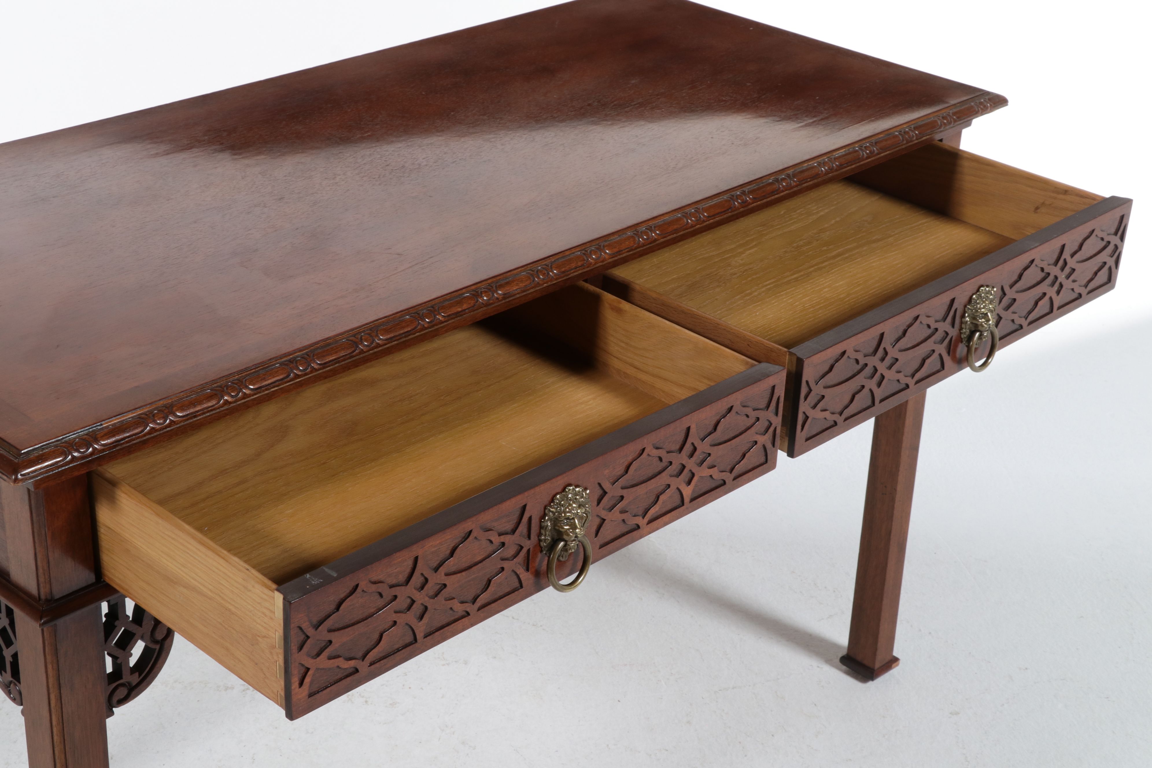 Chinese Chippendale Style Mahogany Writing Table