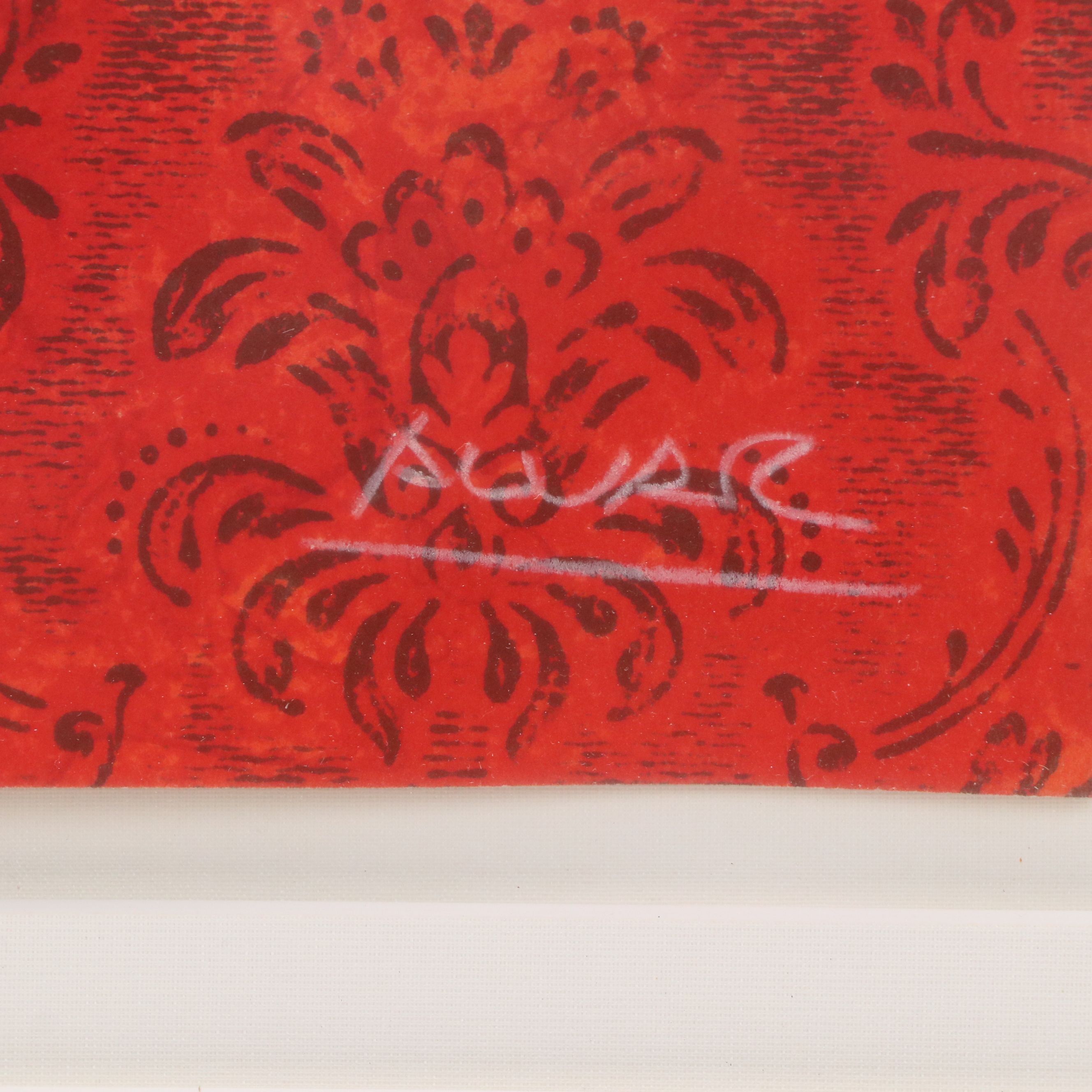 Alvar Suñol Munoz-Ramos Lithograph of Woman with Flowers and Musician, 20th C.