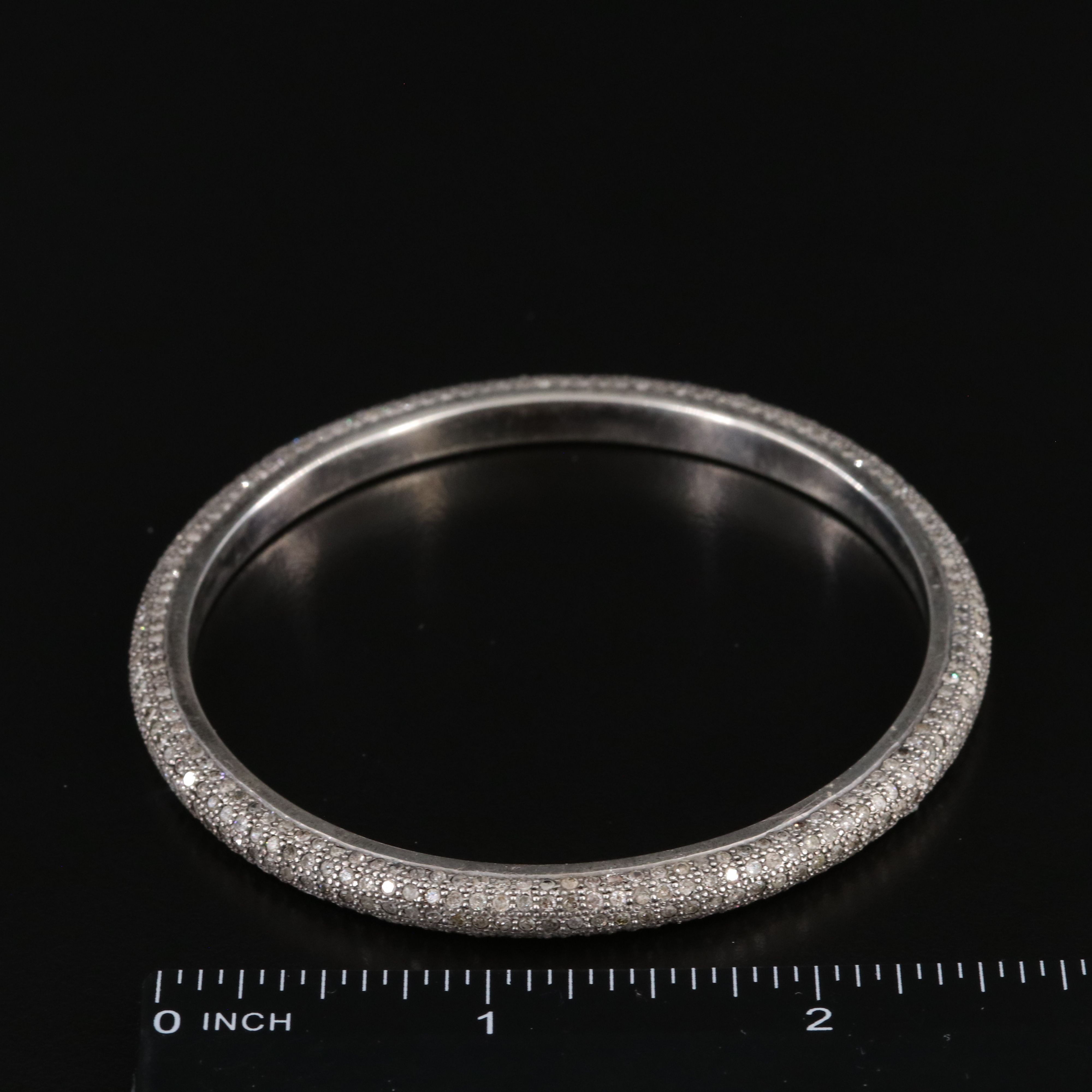 Sterling Pavé Diamond Bangle Bracelet Attributed to Sheryl Lowe