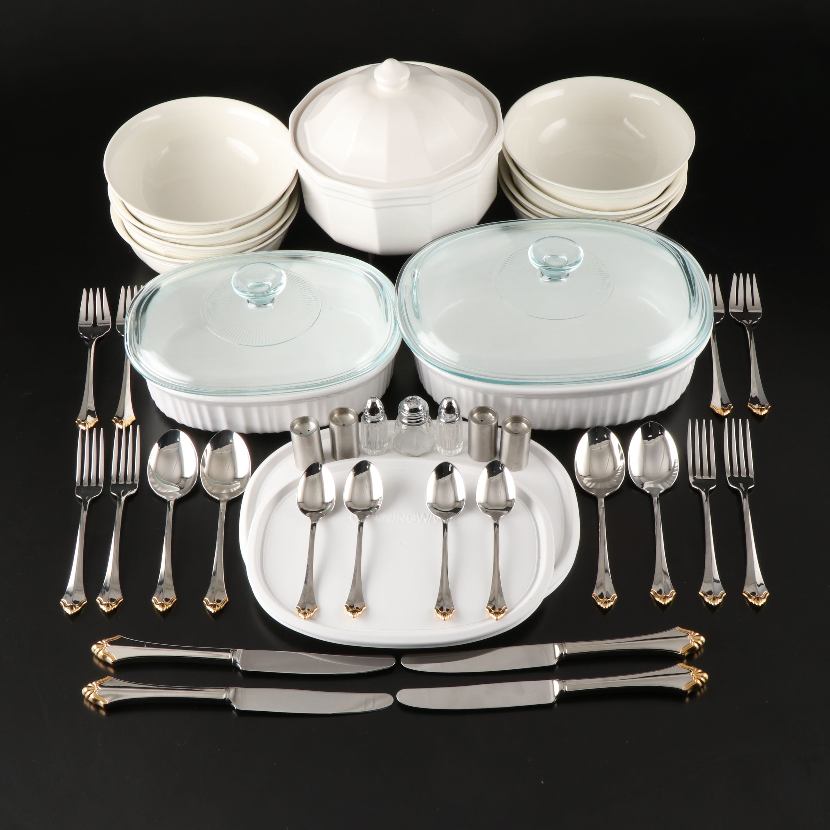 Mikasa "French Countryside" Bowls with Casseroles, Flatware and Accessories