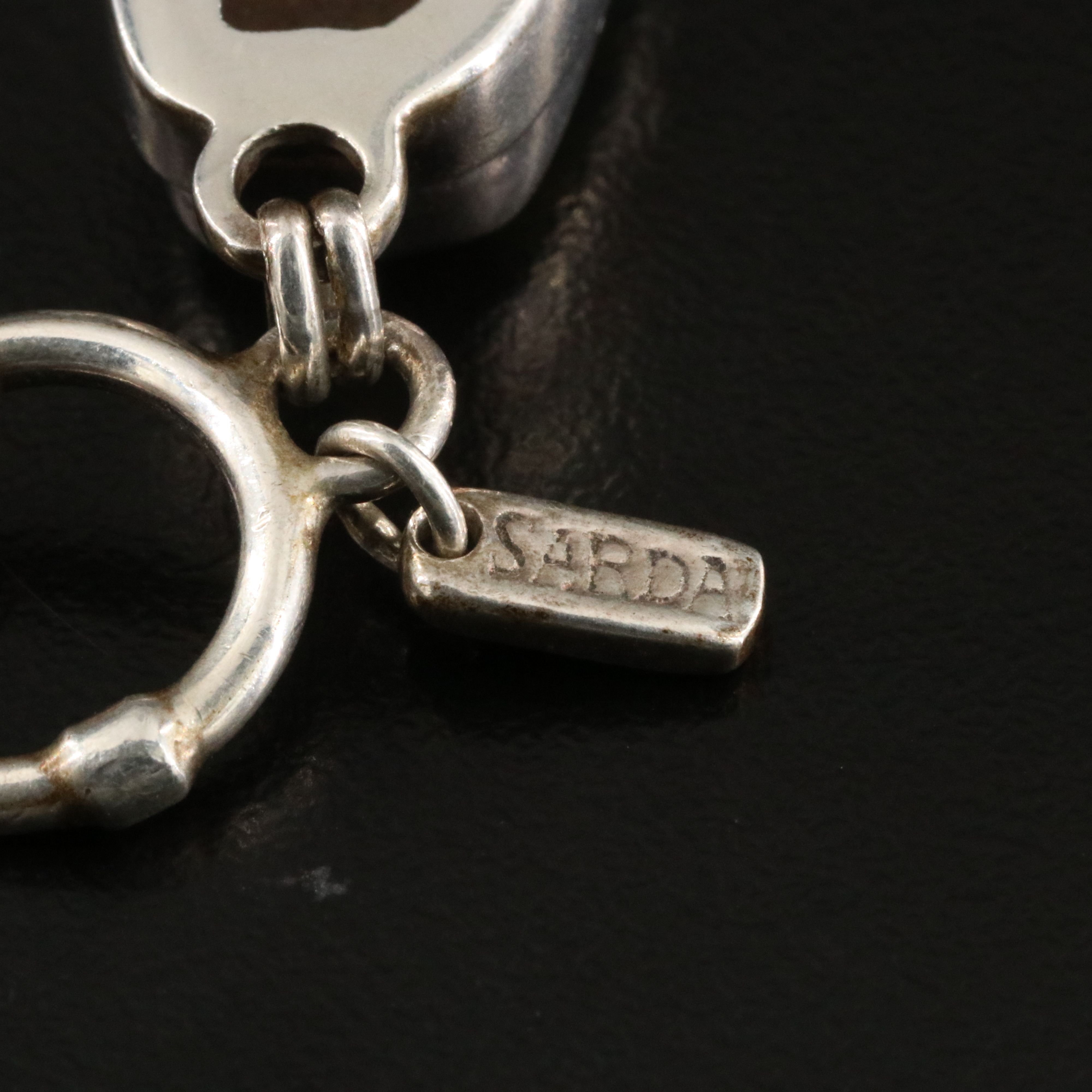 Sarda Sterling Jasper, Peridot and Cubic Zirconia Link Bracelet