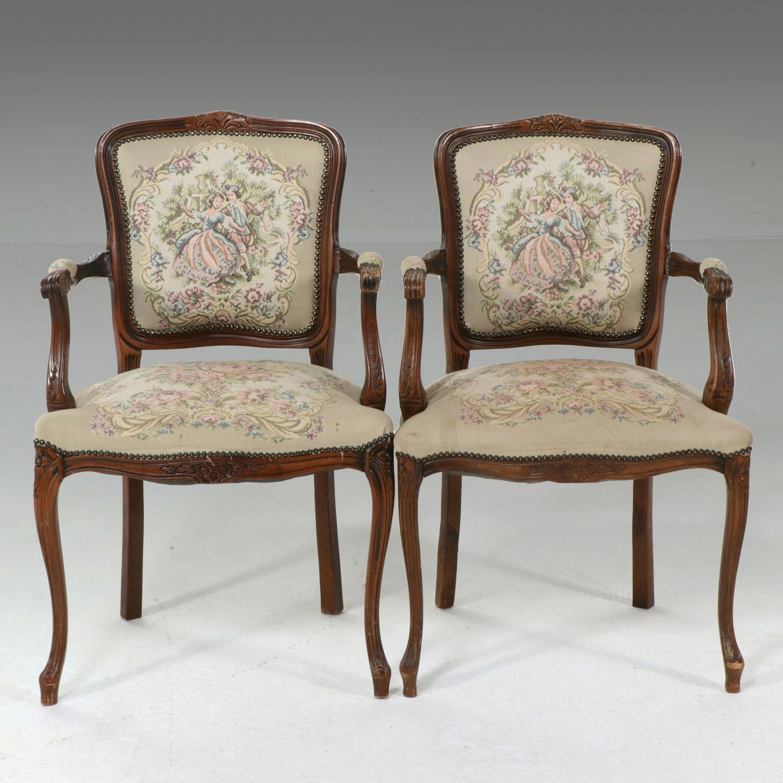 Pair of Italian Louis XV Style Fauteuils, Late 20th Century