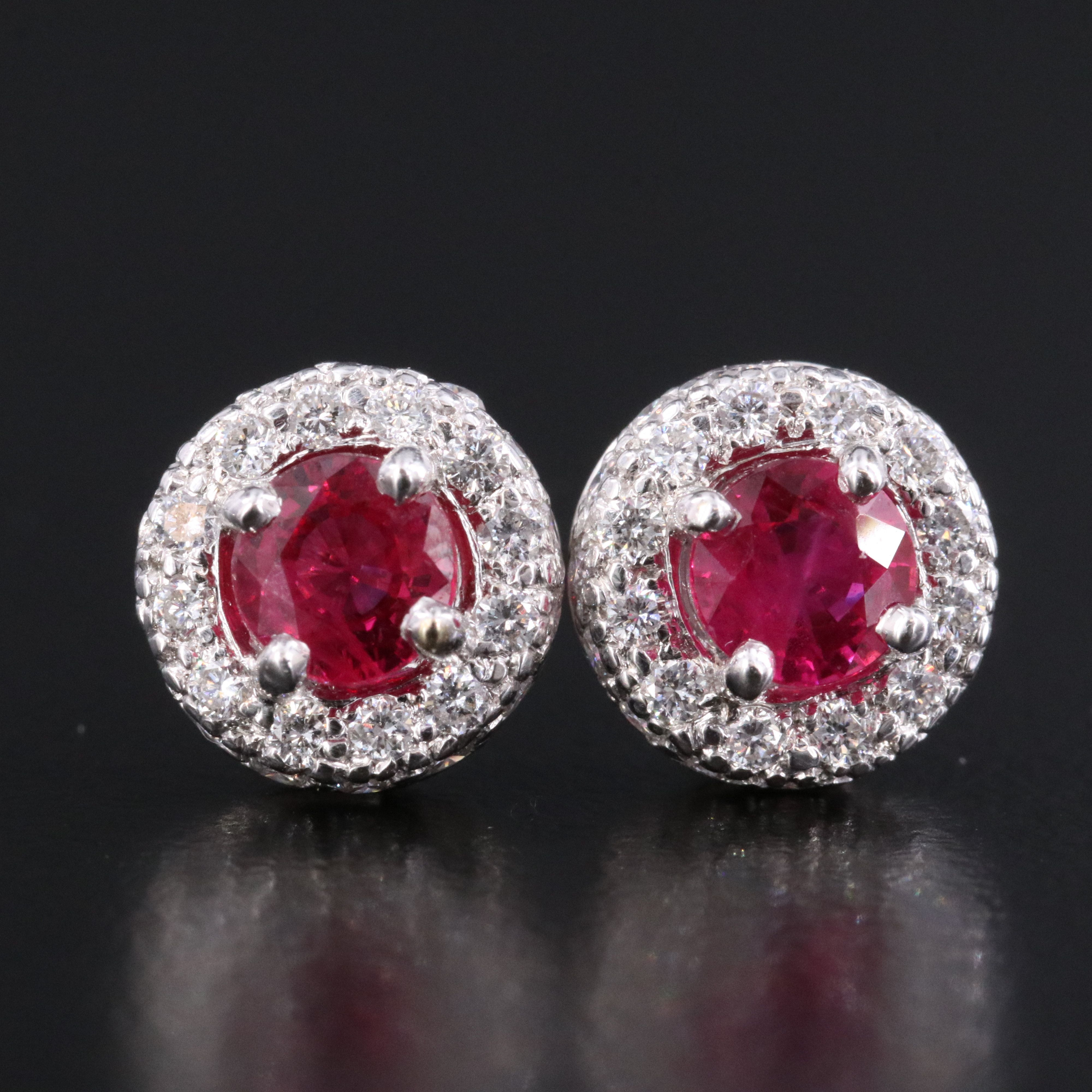 18K Ruby and 0.60 CTW Diamond Stud Earrings