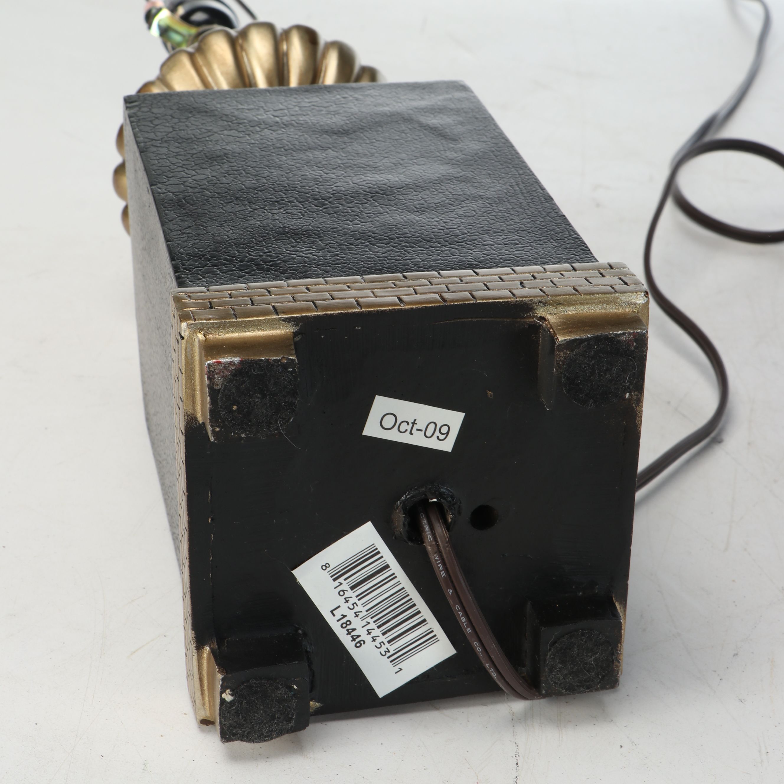 Crackle Black Pillar and Brick Pattern Base Table Lamps with Black Silk Shades