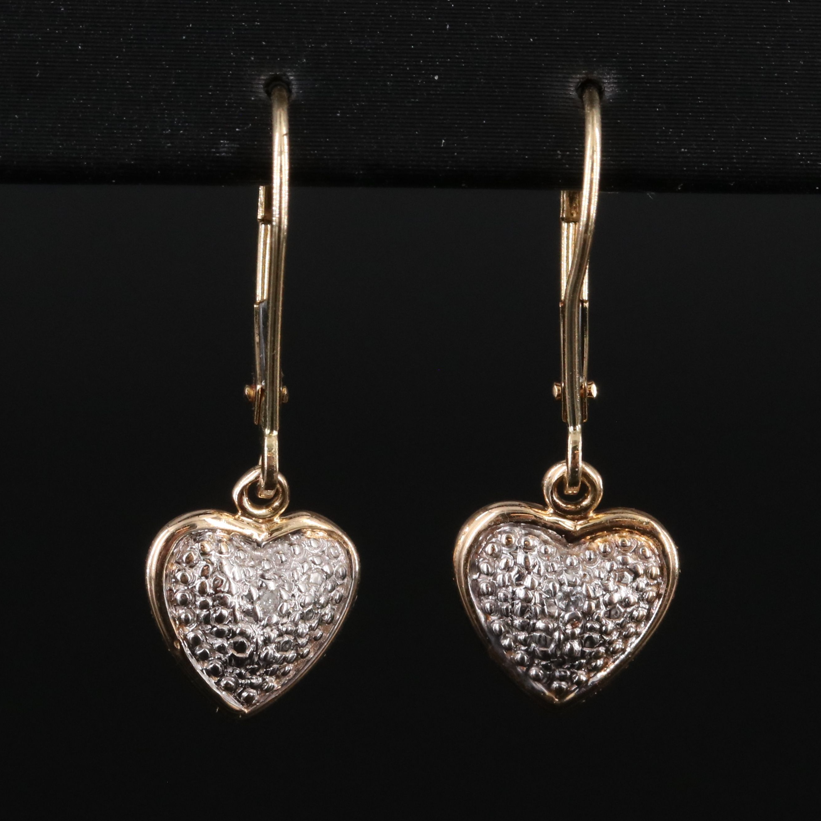 14K Heart Earrings with Diamond Accent
