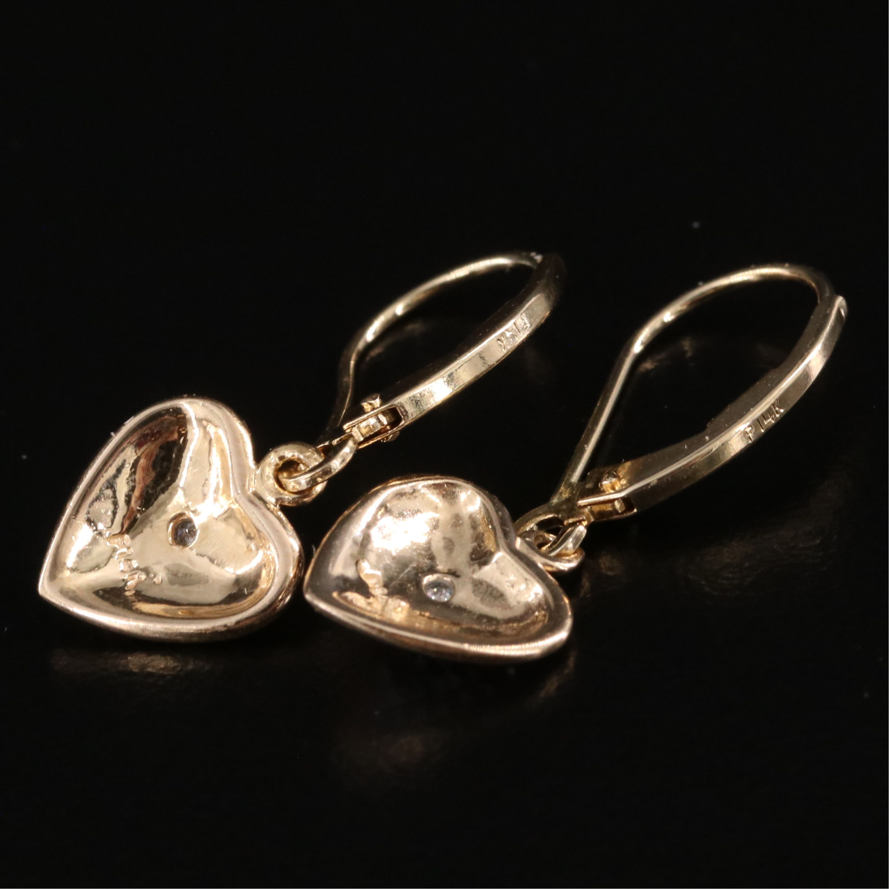 14K Heart Earrings with Diamond Accent