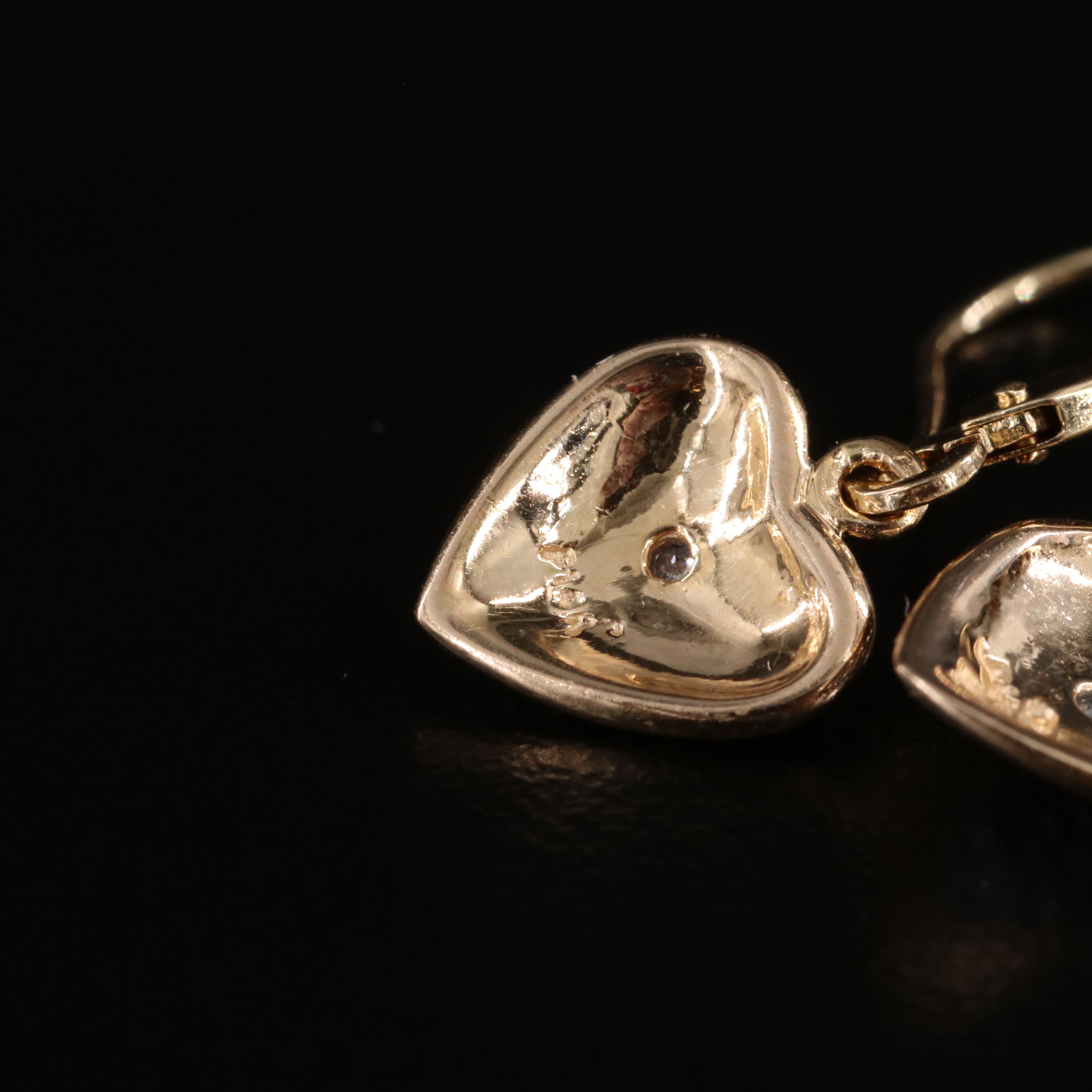14K Heart Earrings with Diamond Accent
