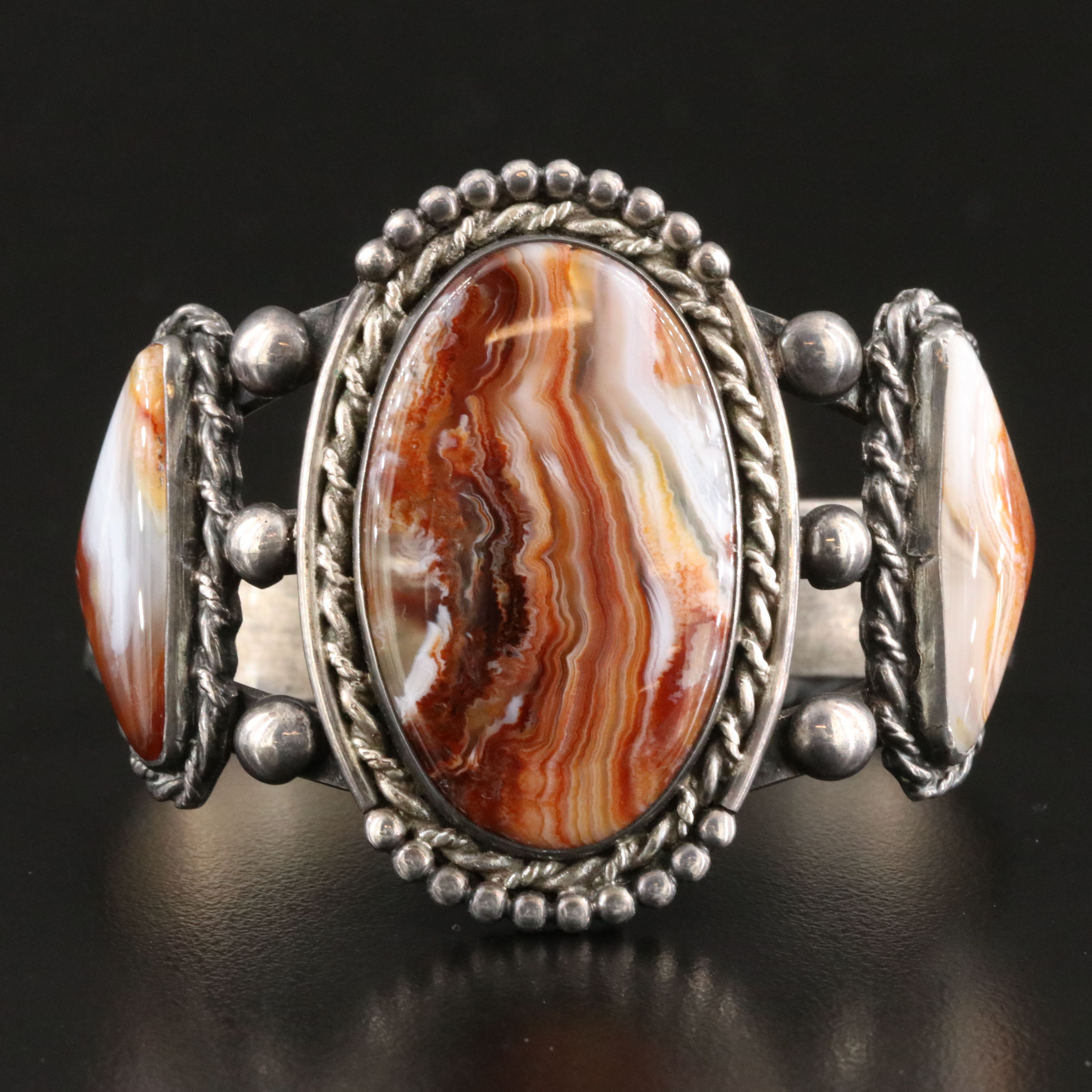 Southwestern Sterling Agate Cuff Bracelet