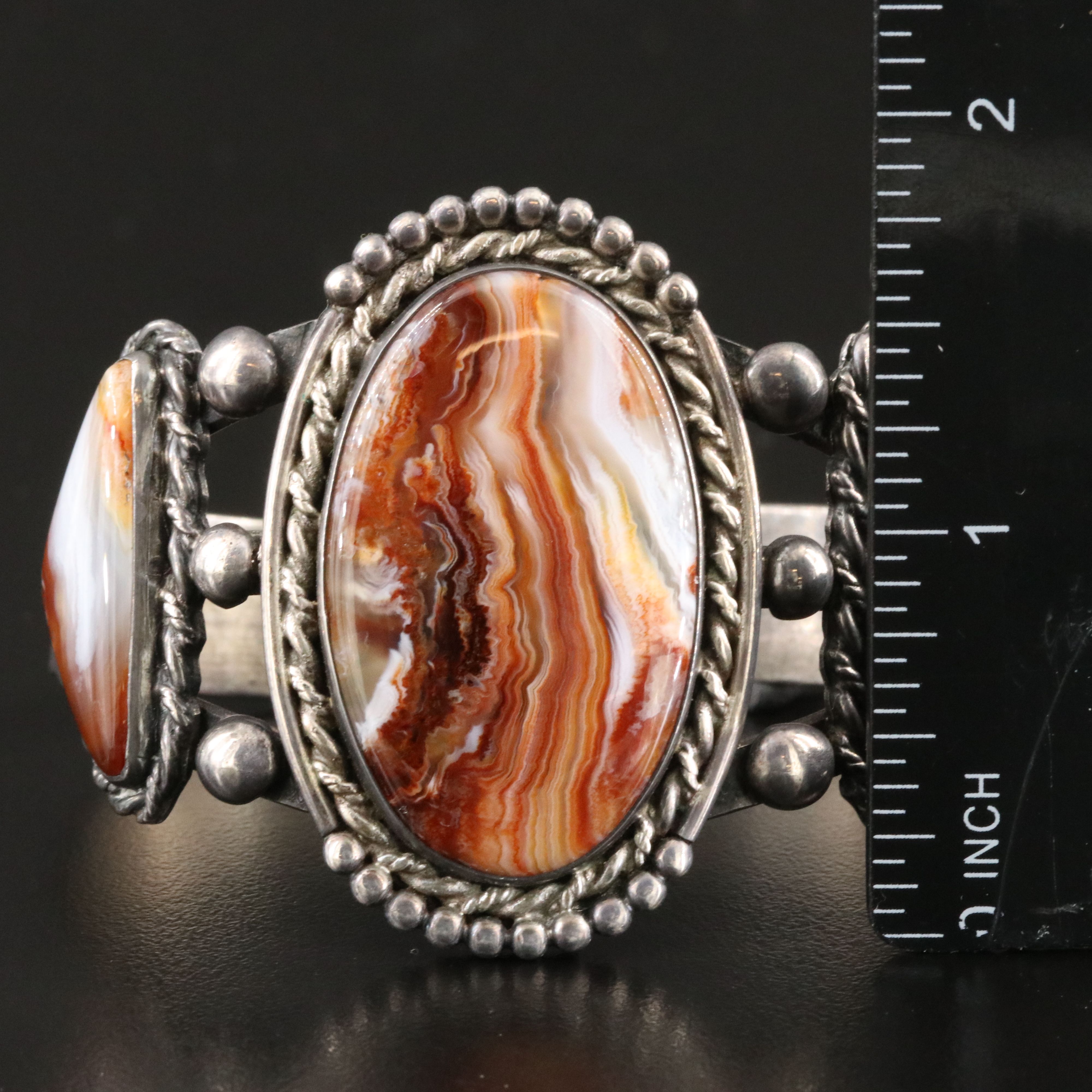 Southwestern Sterling Agate Cuff Bracelet
