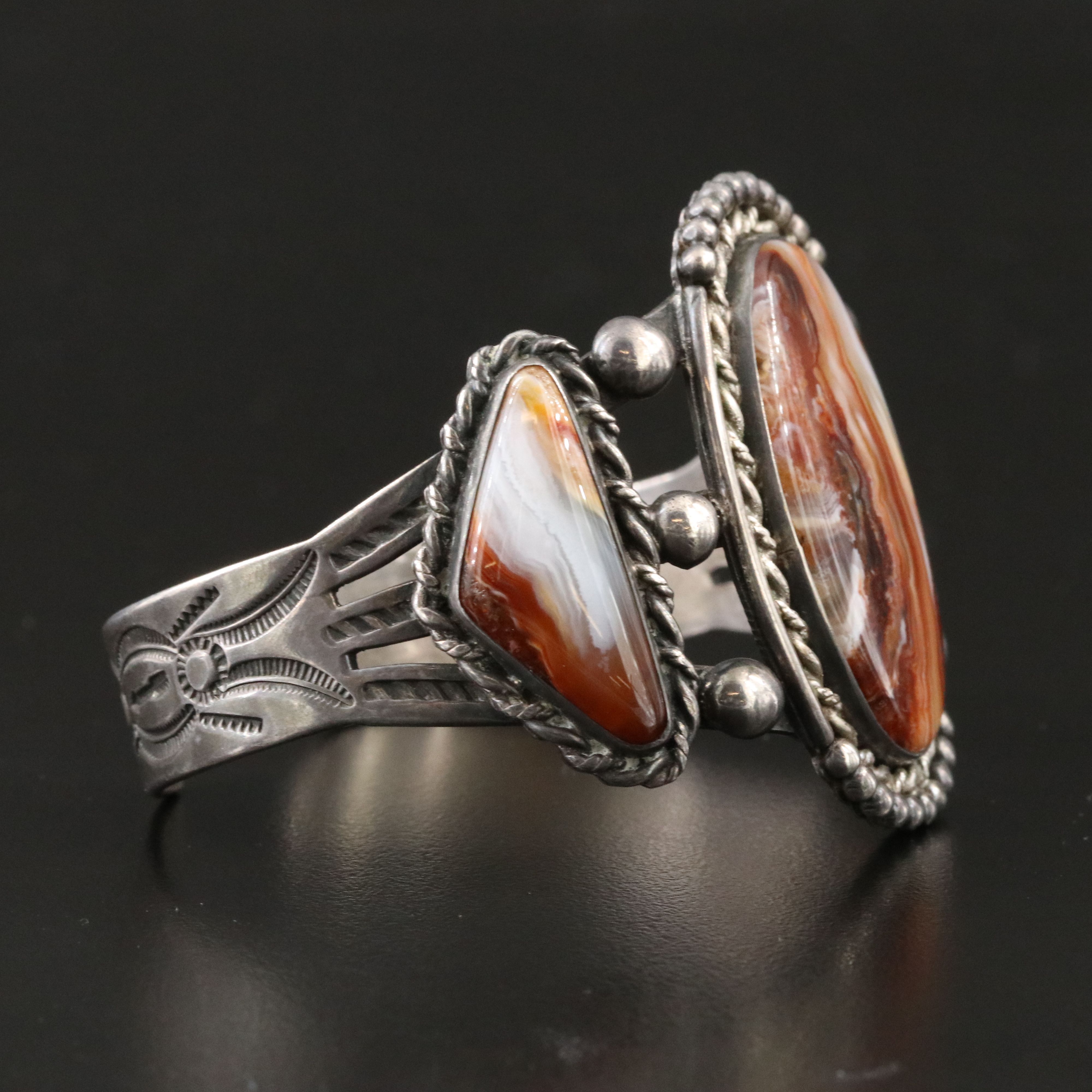 Southwestern Sterling Agate Cuff Bracelet