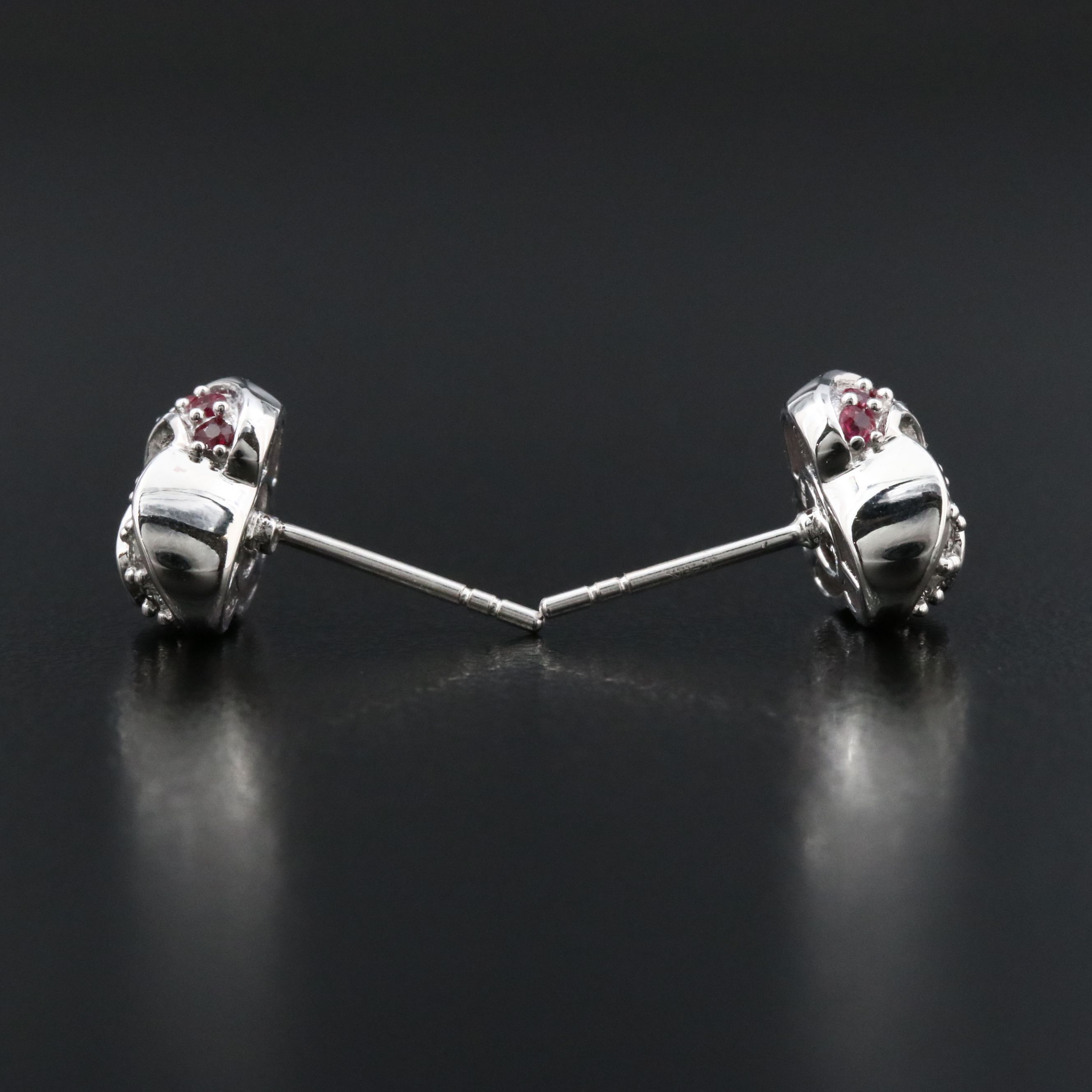 14K Sapphire, Ruby and Diamond Knot Earrings