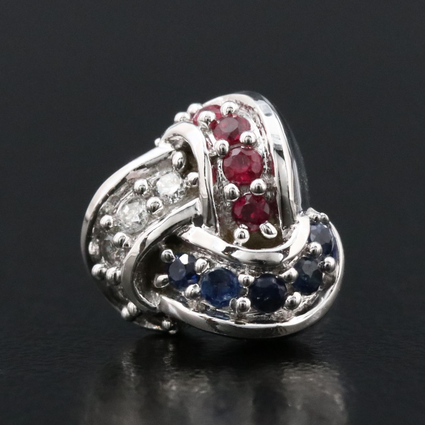 14K Sapphire, Ruby and Diamond Knot Earrings