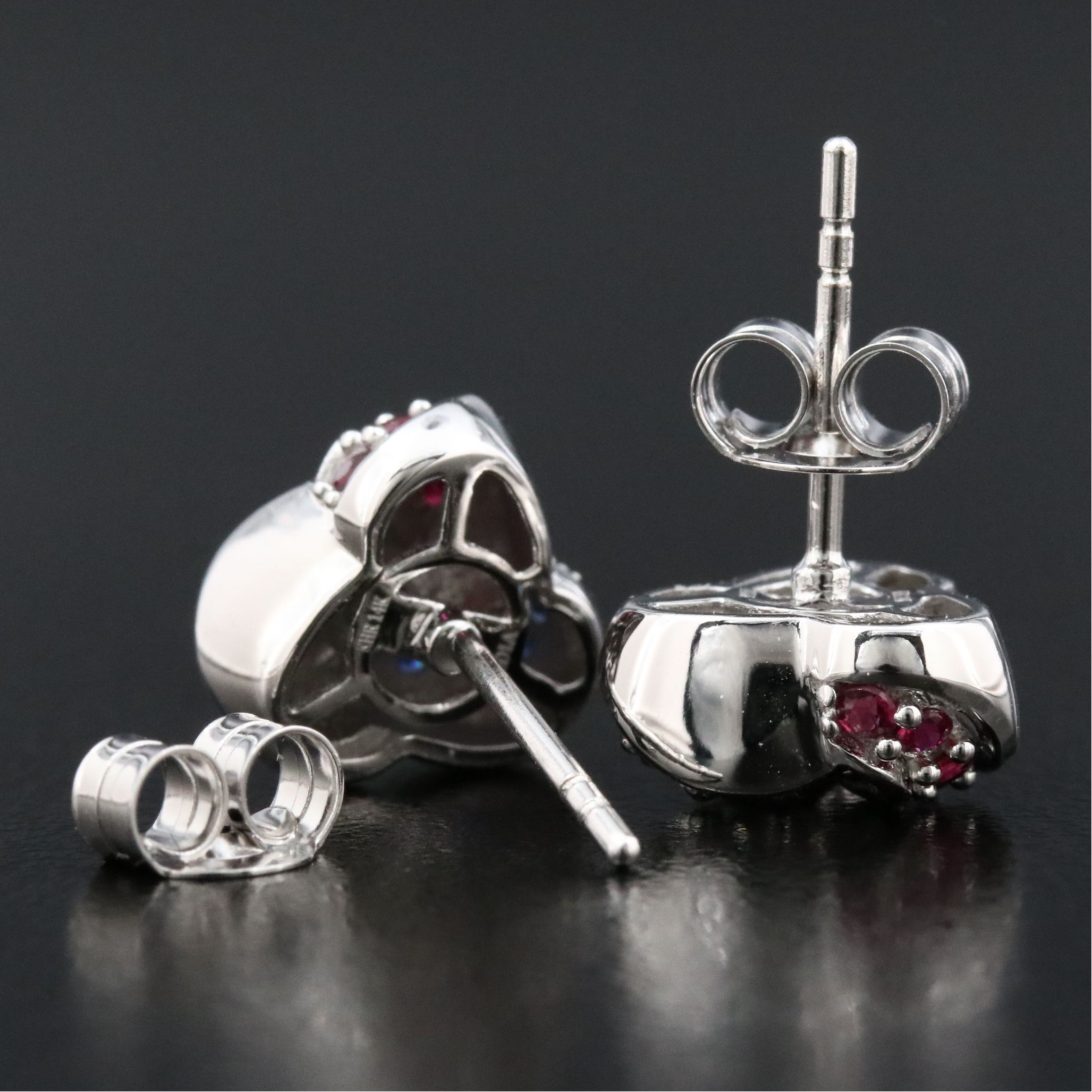 14K Sapphire, Ruby and Diamond Knot Earrings