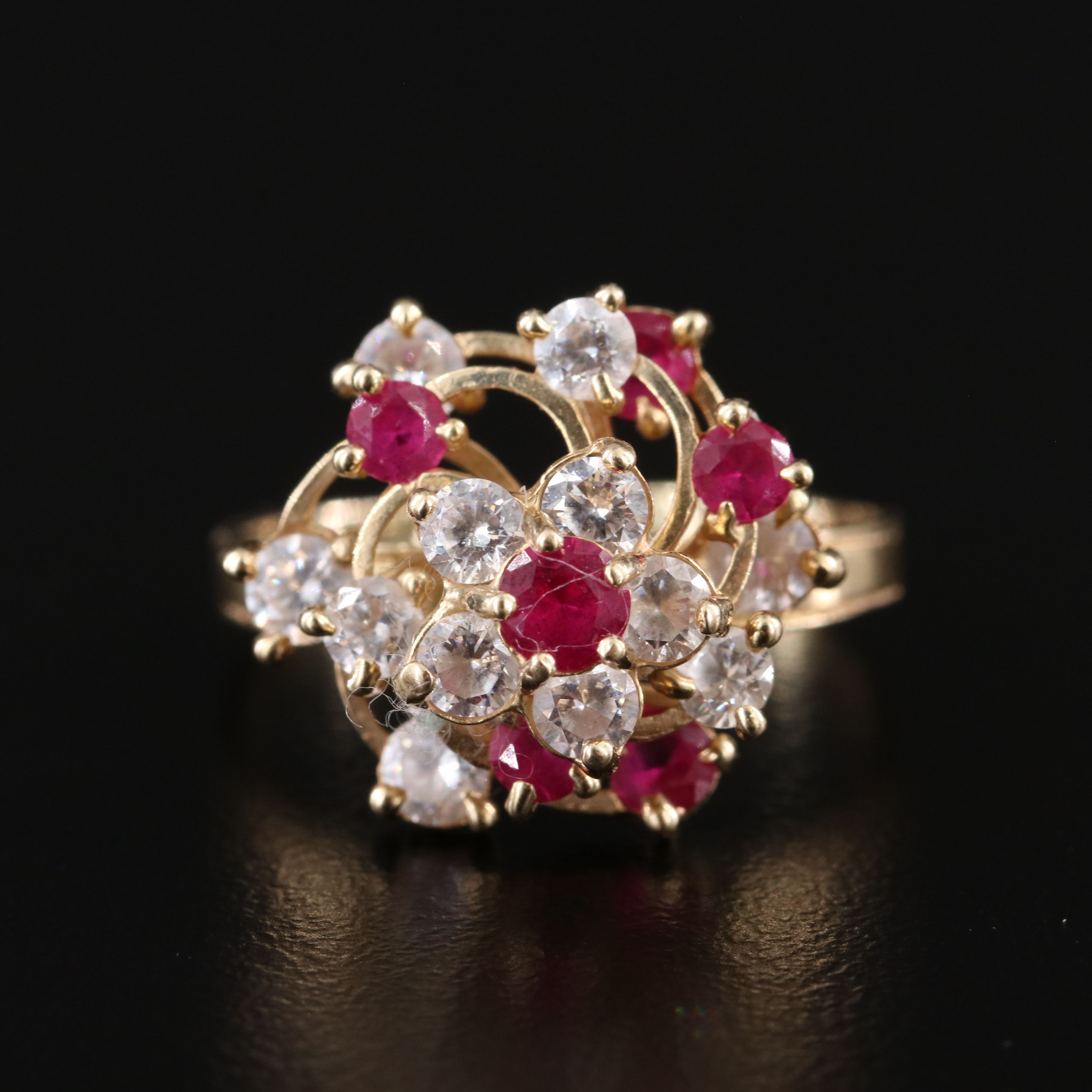 14K Ruby and CZ Layered Spinner Ring
