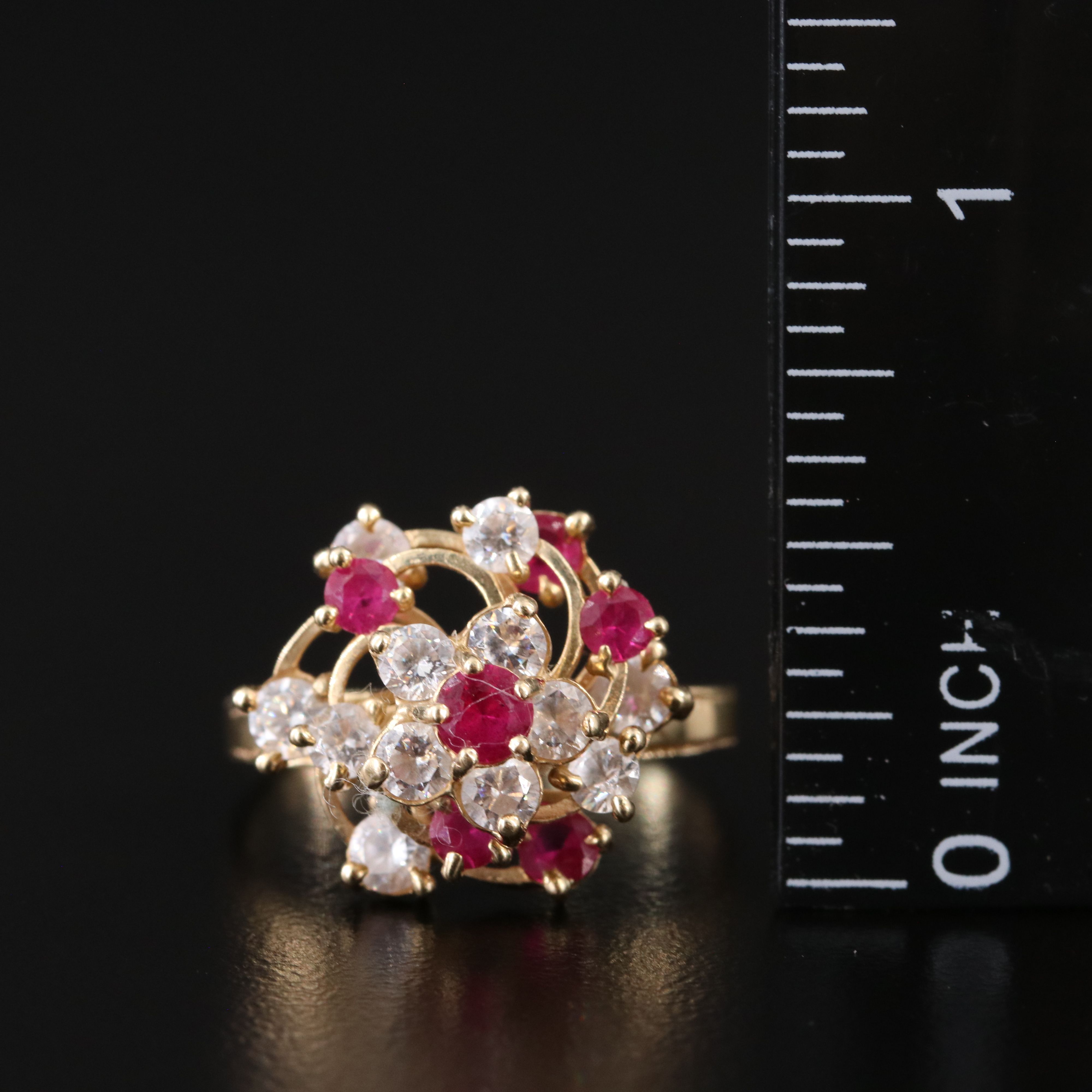 14K Ruby and CZ Layered Spinner Ring
