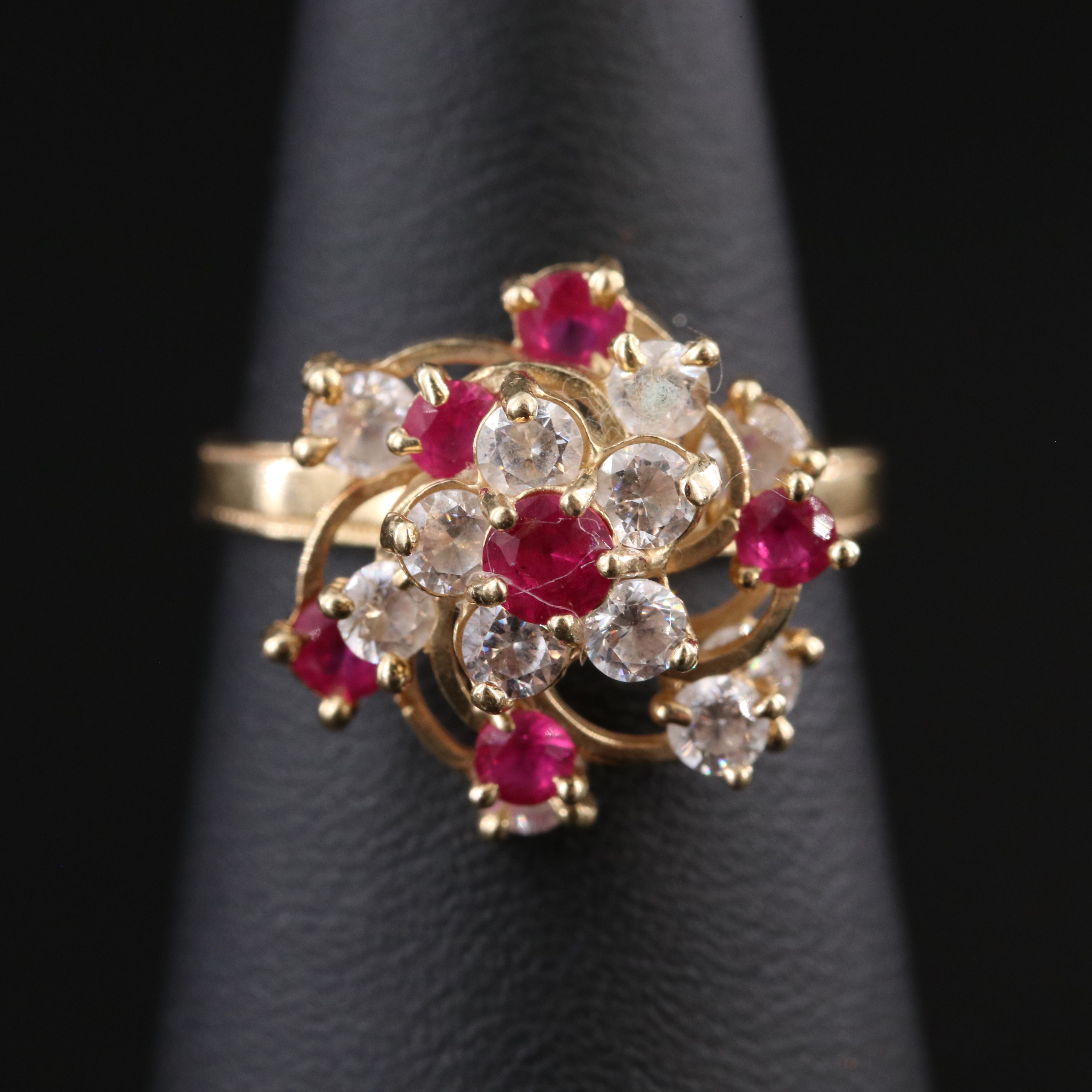 14K Ruby and CZ Layered Spinner Ring