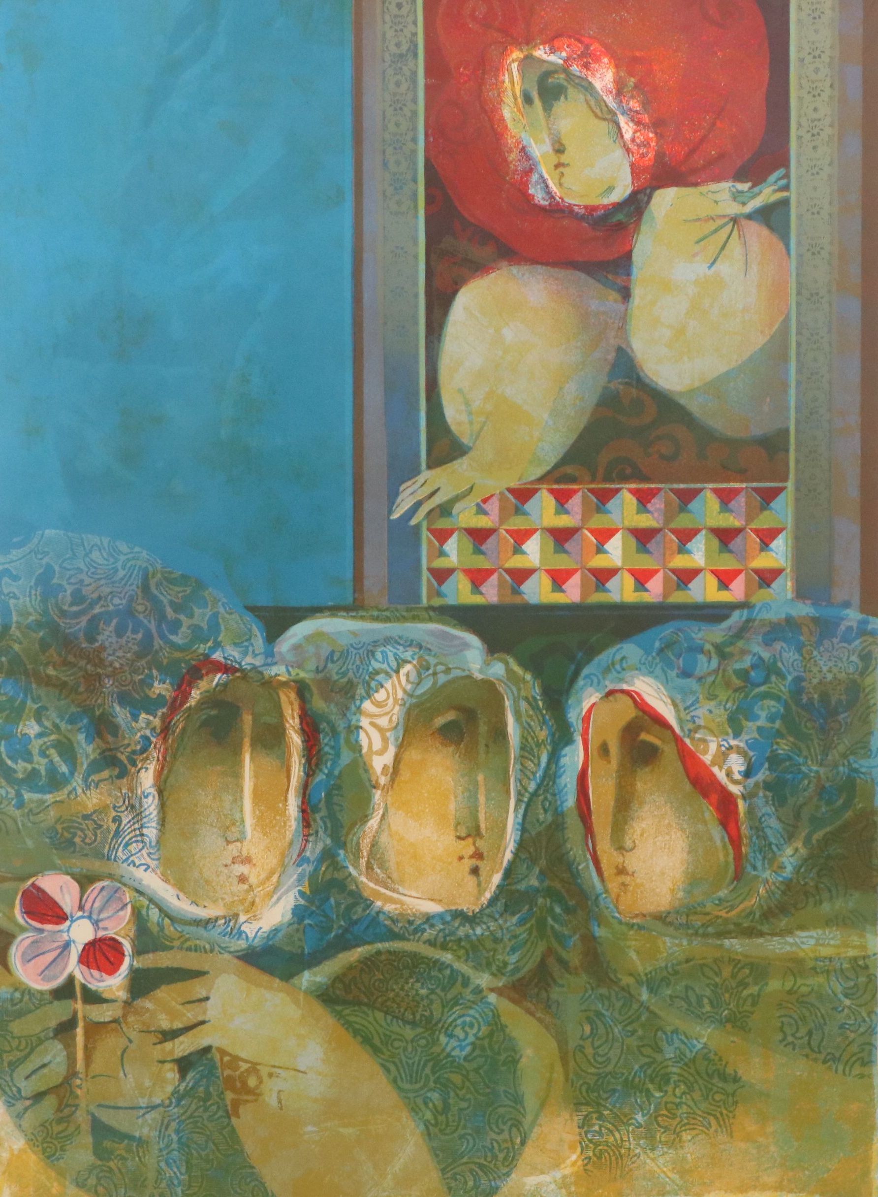 Alvar Suñol Munoz-Ramos Color Lithograph "Muse et la Reveuse," 1974