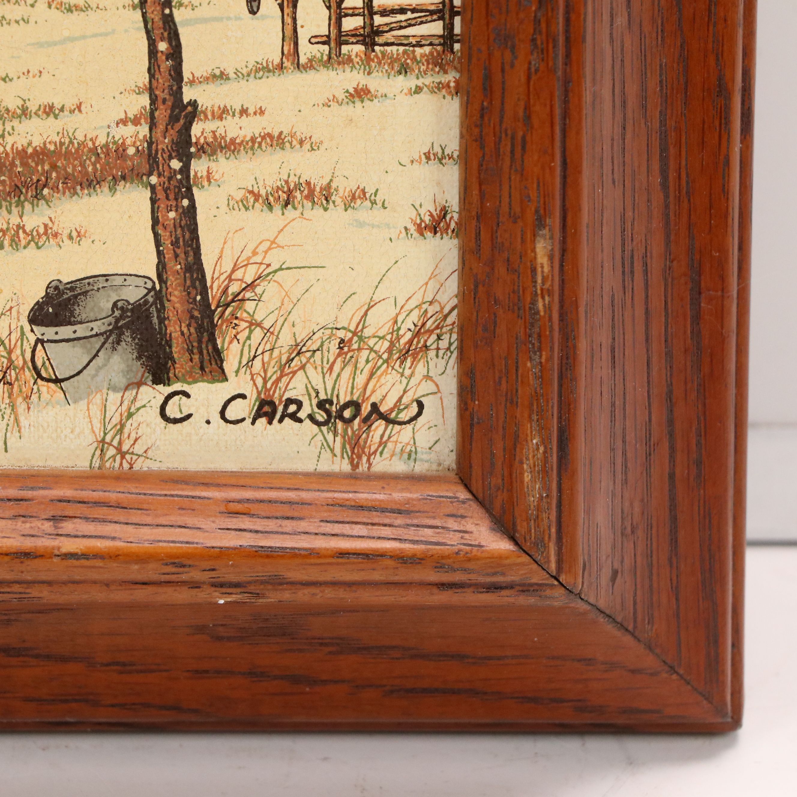 C. Carson Serigraph on Canvas of Coca Cola Barn in Snow, Circa 1980s