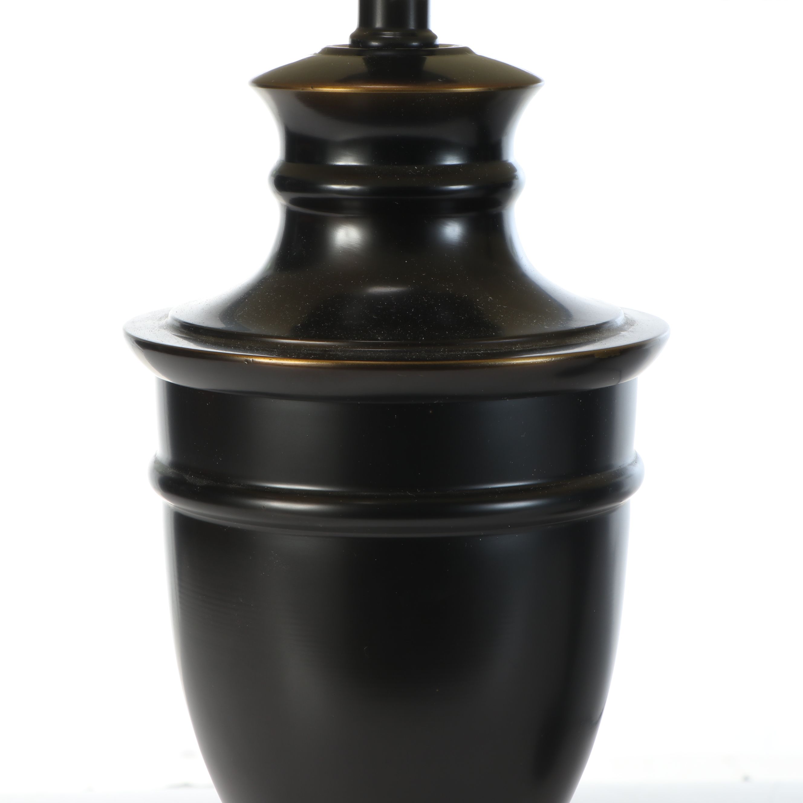 Pair of Oil Rubbed Bronze Urn Table Lamps with Cotton Squacre Shades