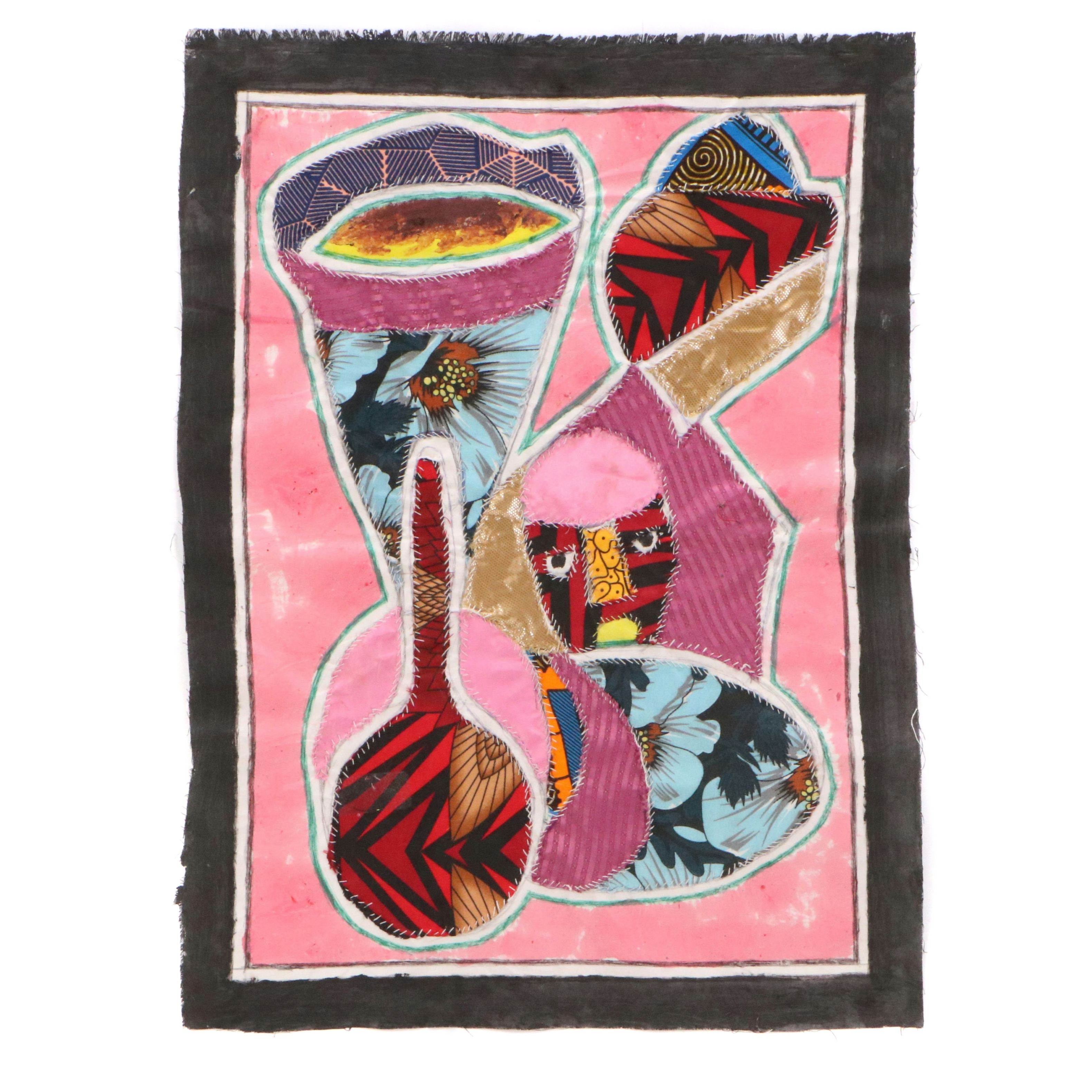 Kayode Buraimoh Mixed Media Painting "The Drummer," 2023