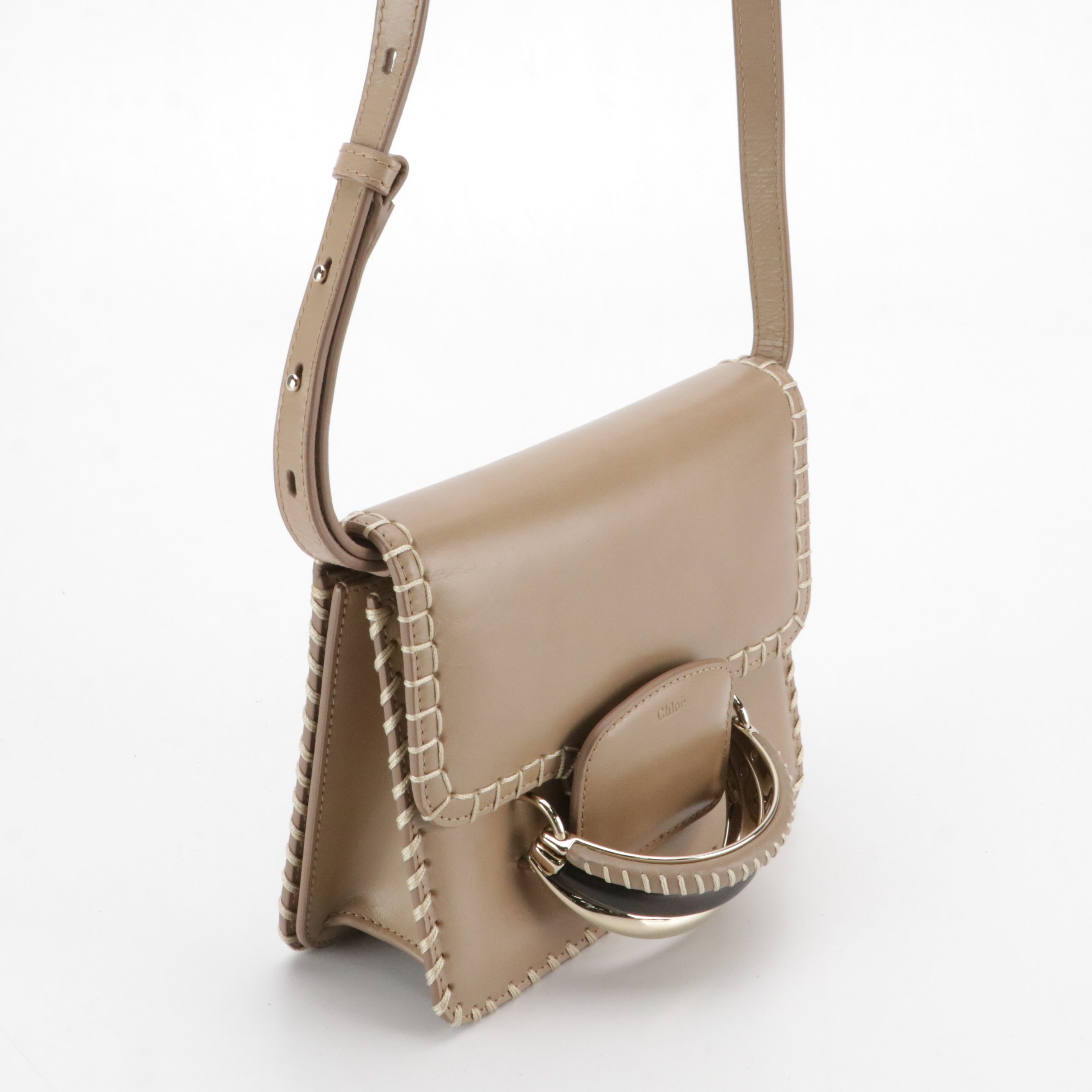 Chloe Kattie Whipstitch Crossbody Bag in Calfskin Leather