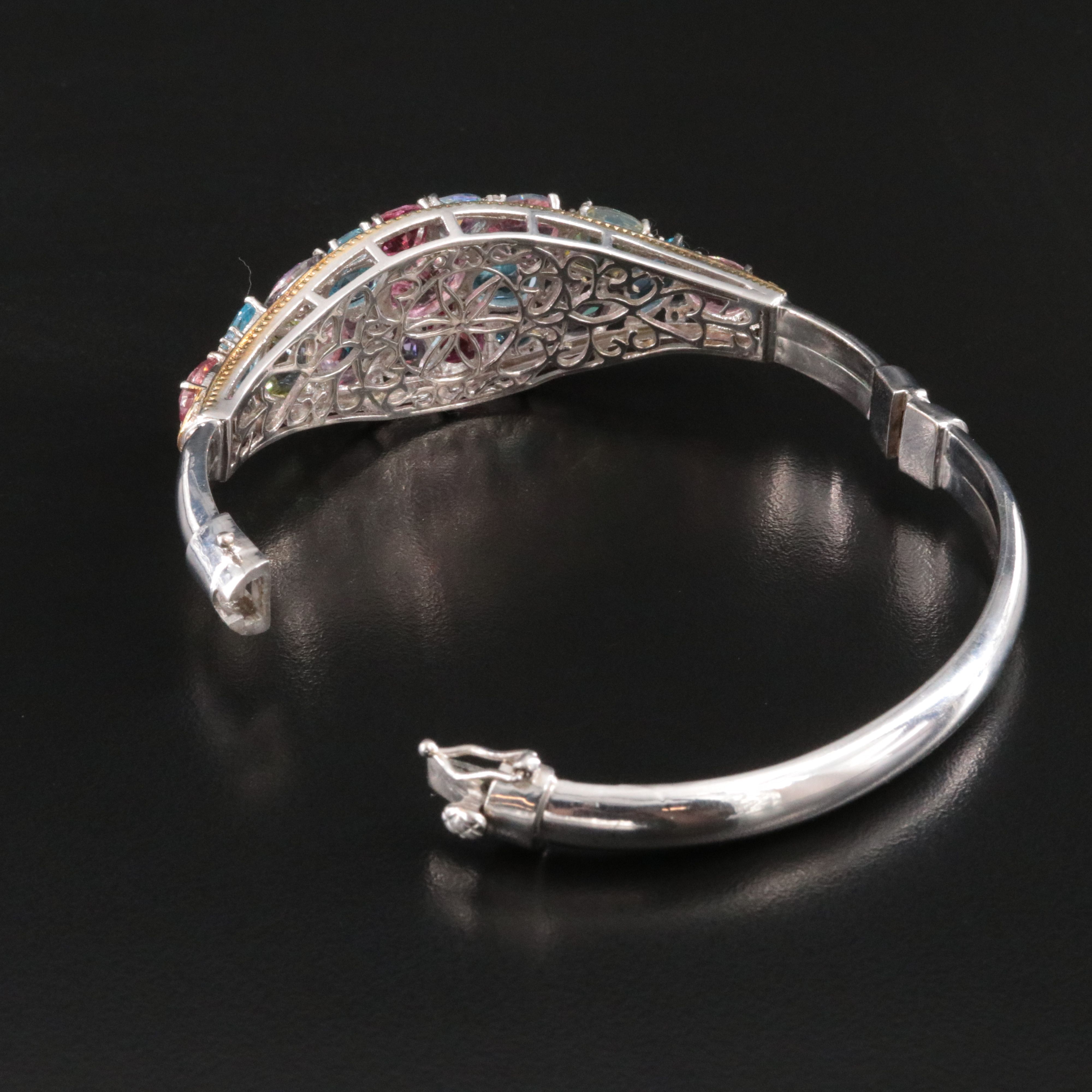 Sterling Hinged Topaz Bangle Bracelet