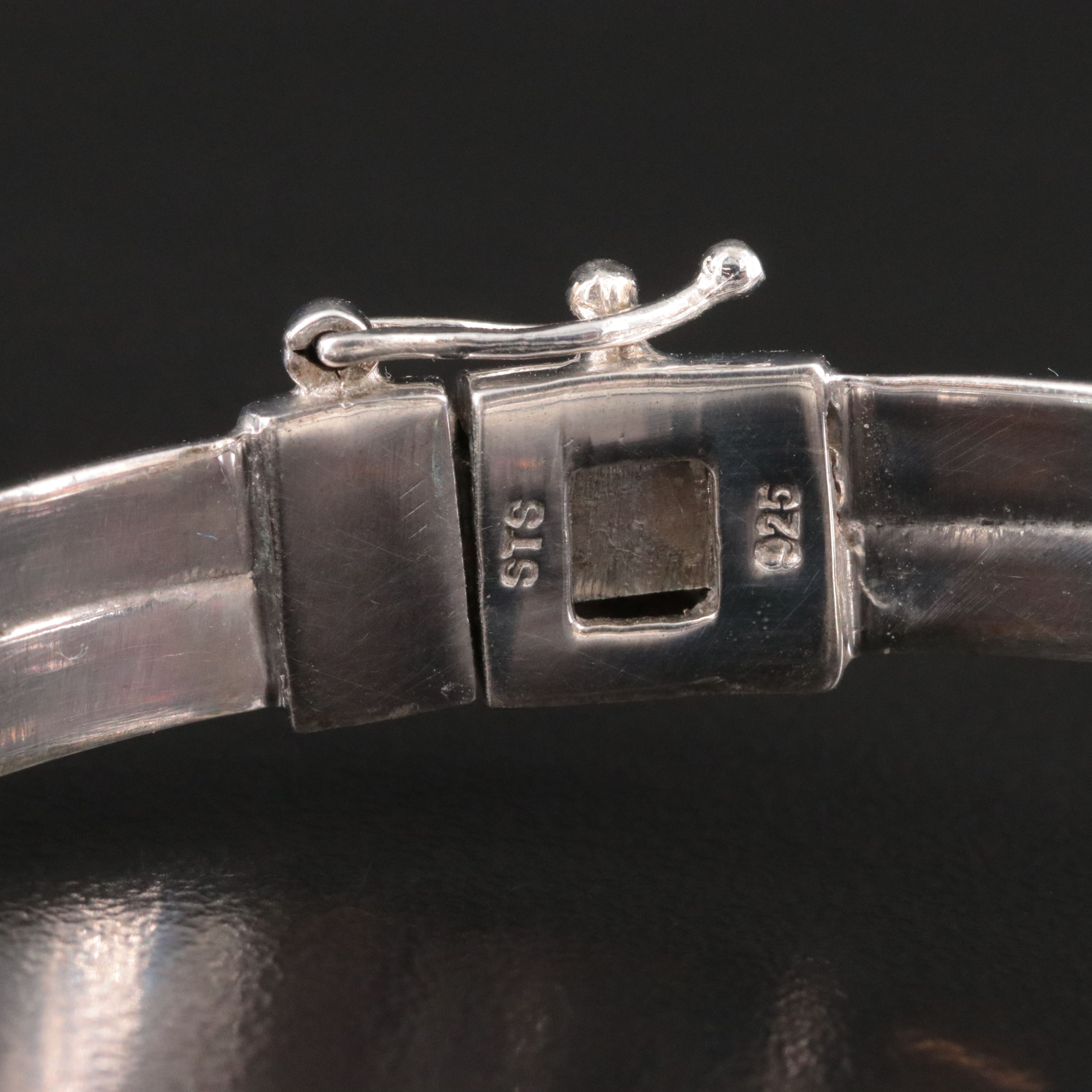 Sterling Hinged Topaz Bangle Bracelet