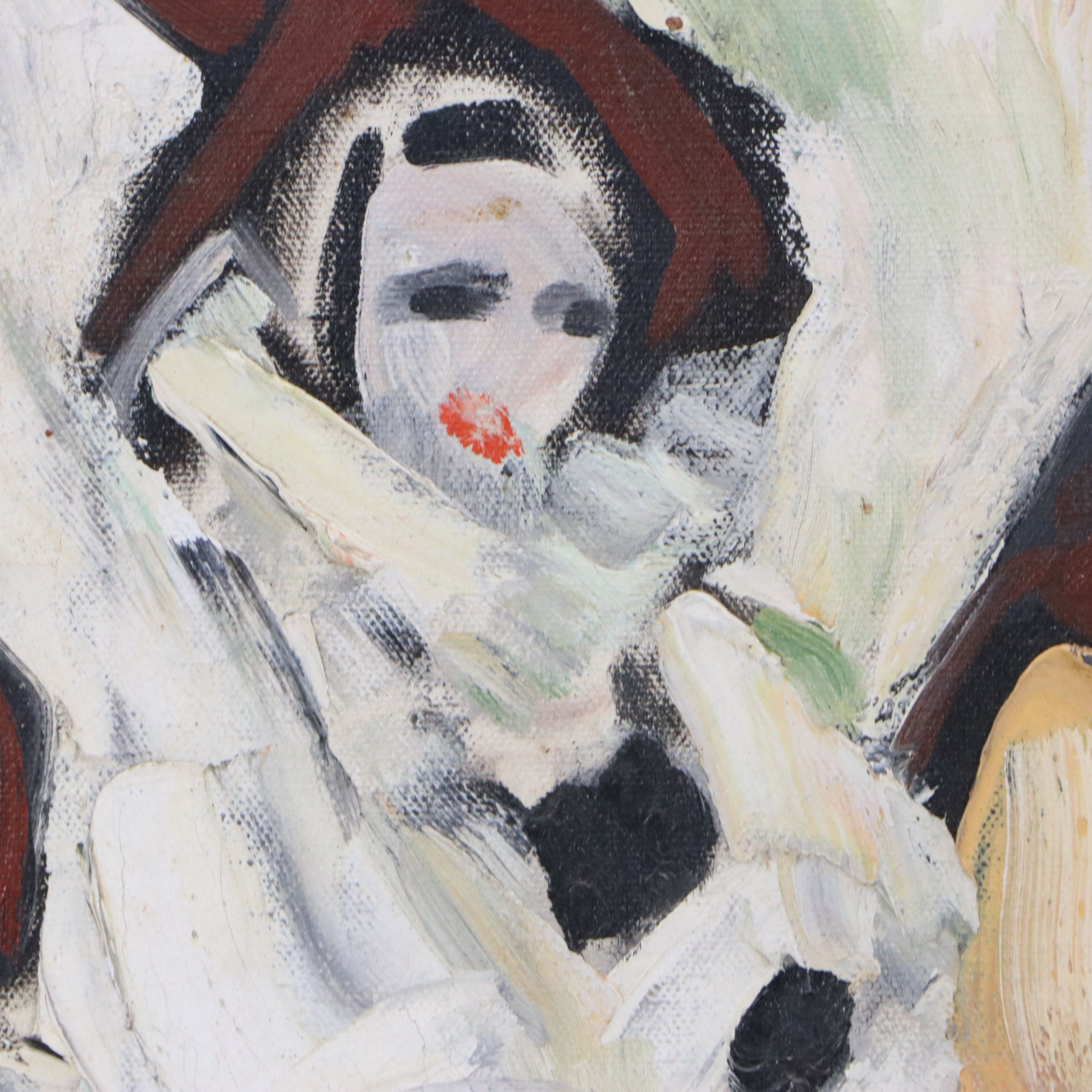 Signed Abstracted Oil Painting of Circus Performers, 1980