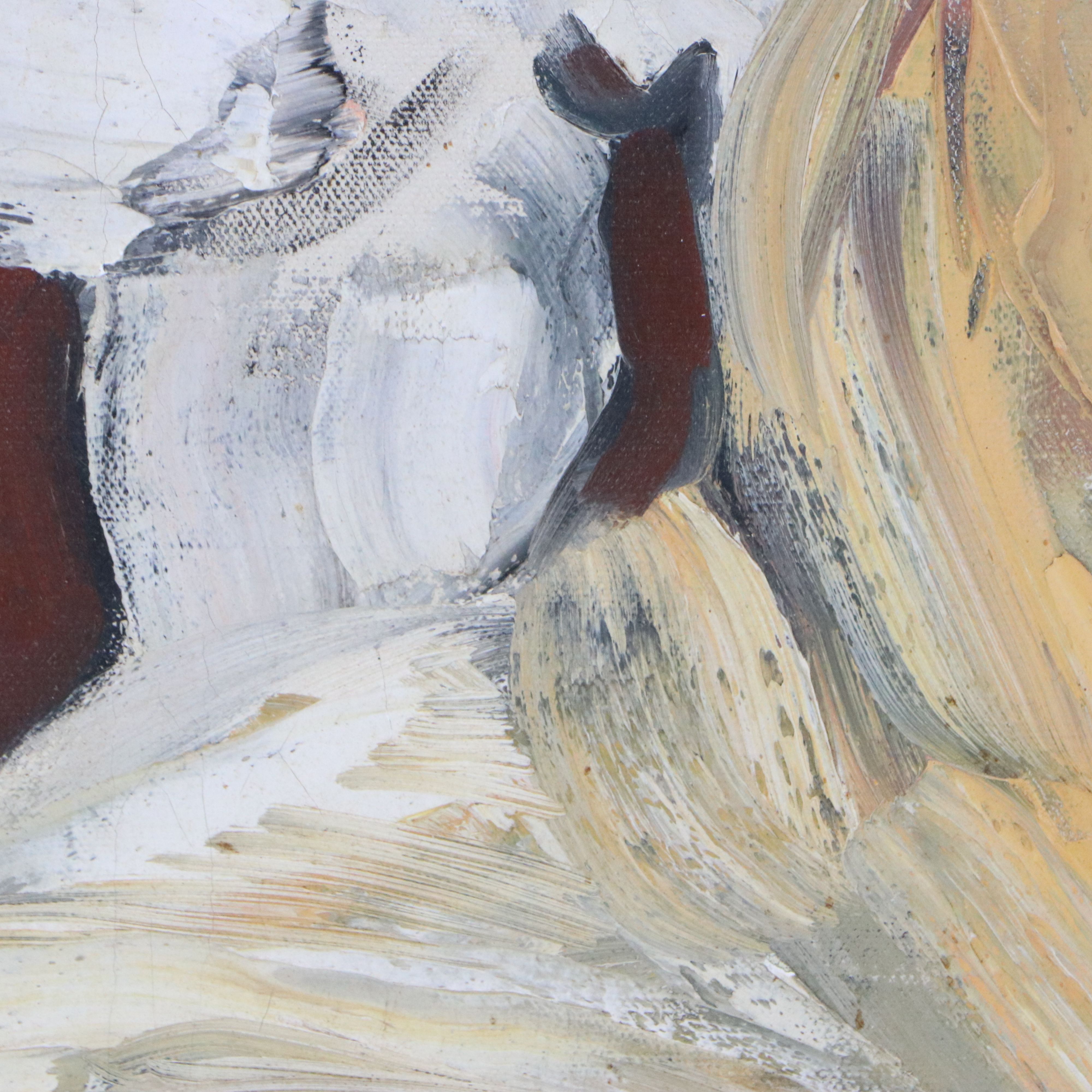 Signed Abstracted Oil Painting of Circus Performers, 1980