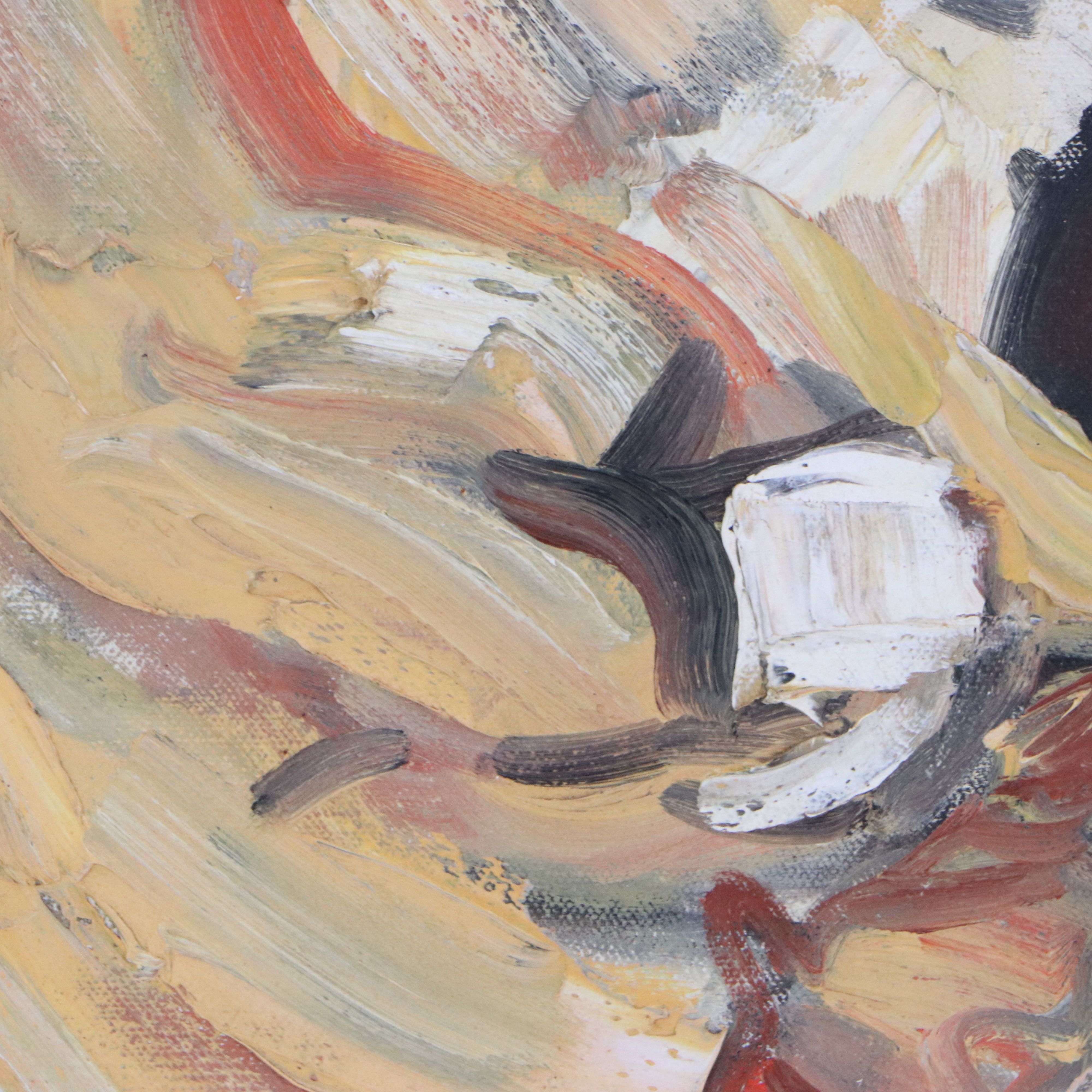 Signed Abstracted Oil Painting of Circus Performers, 1980