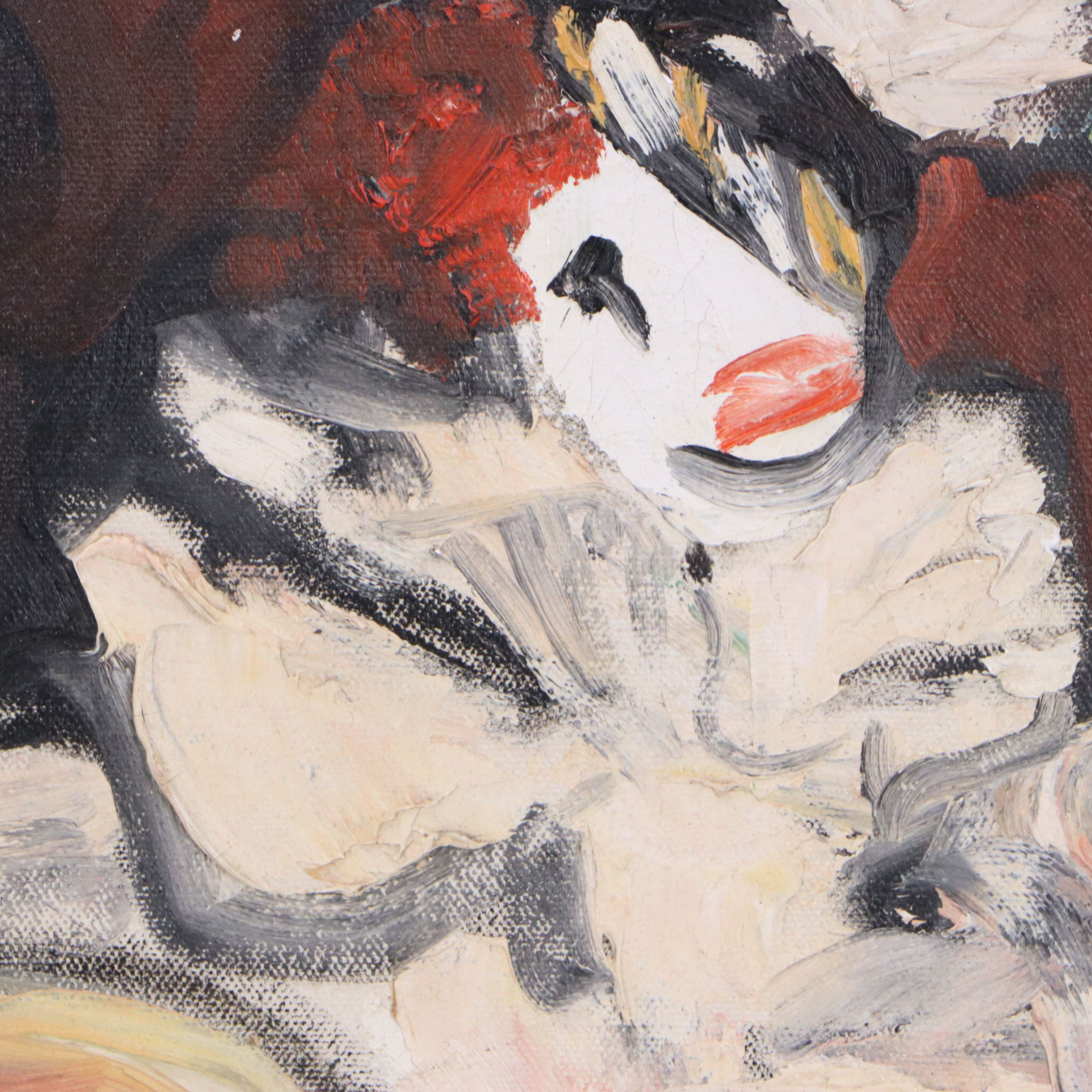 Signed Abstracted Oil Painting of Circus Performers, 1980