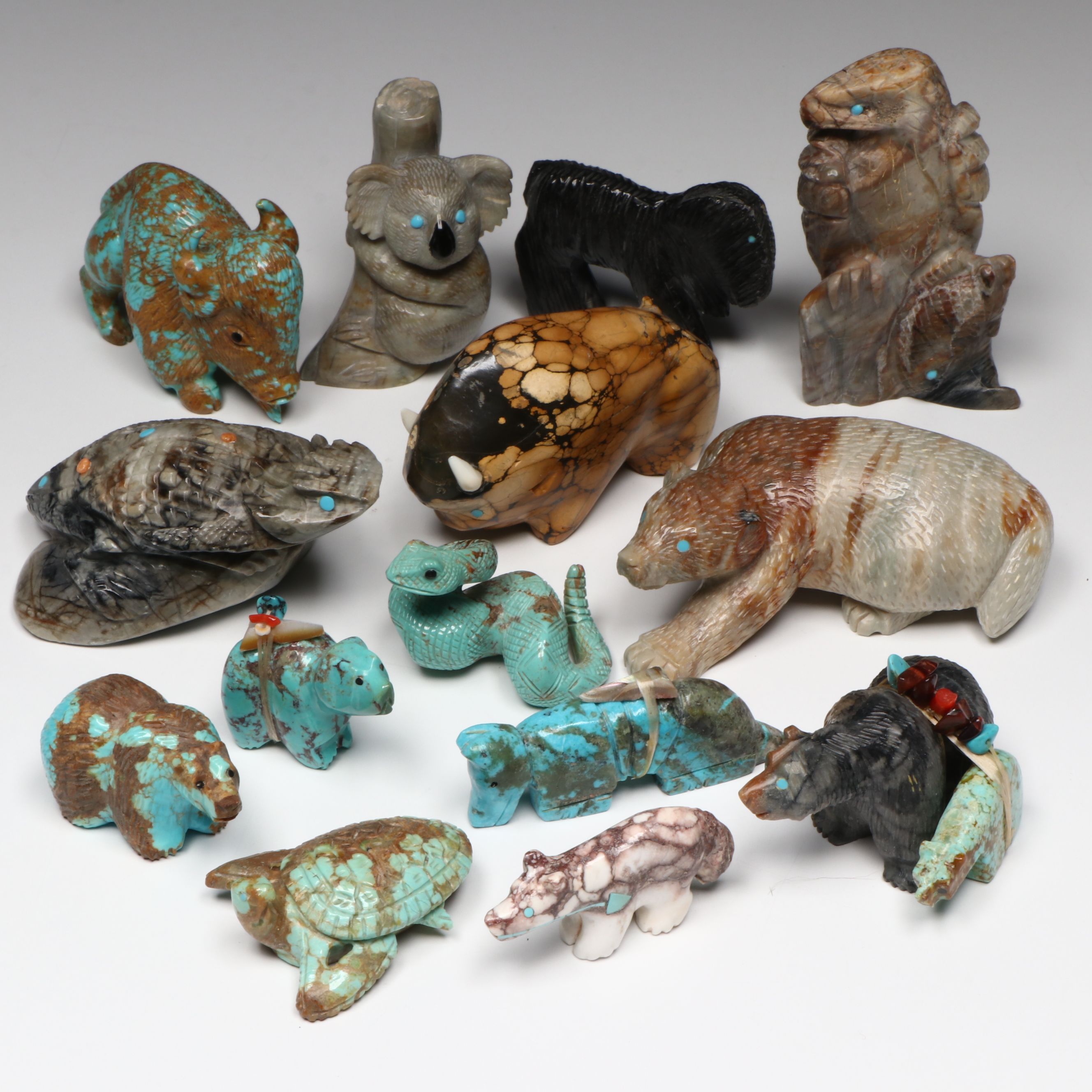 Hudson Sandy, Wilfred Cheama with Other Stone Zuni Animal Fetishes