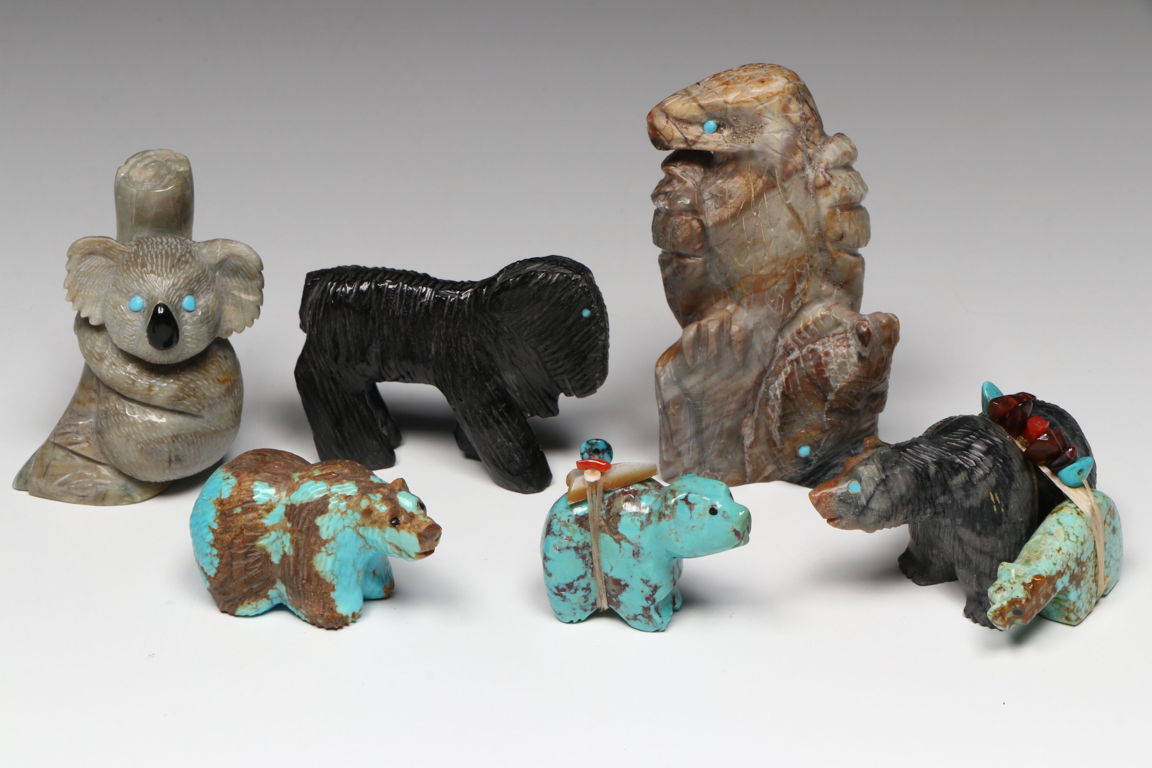 Hudson Sandy, Wilfred Cheama with Other Stone Zuni Animal Fetishes