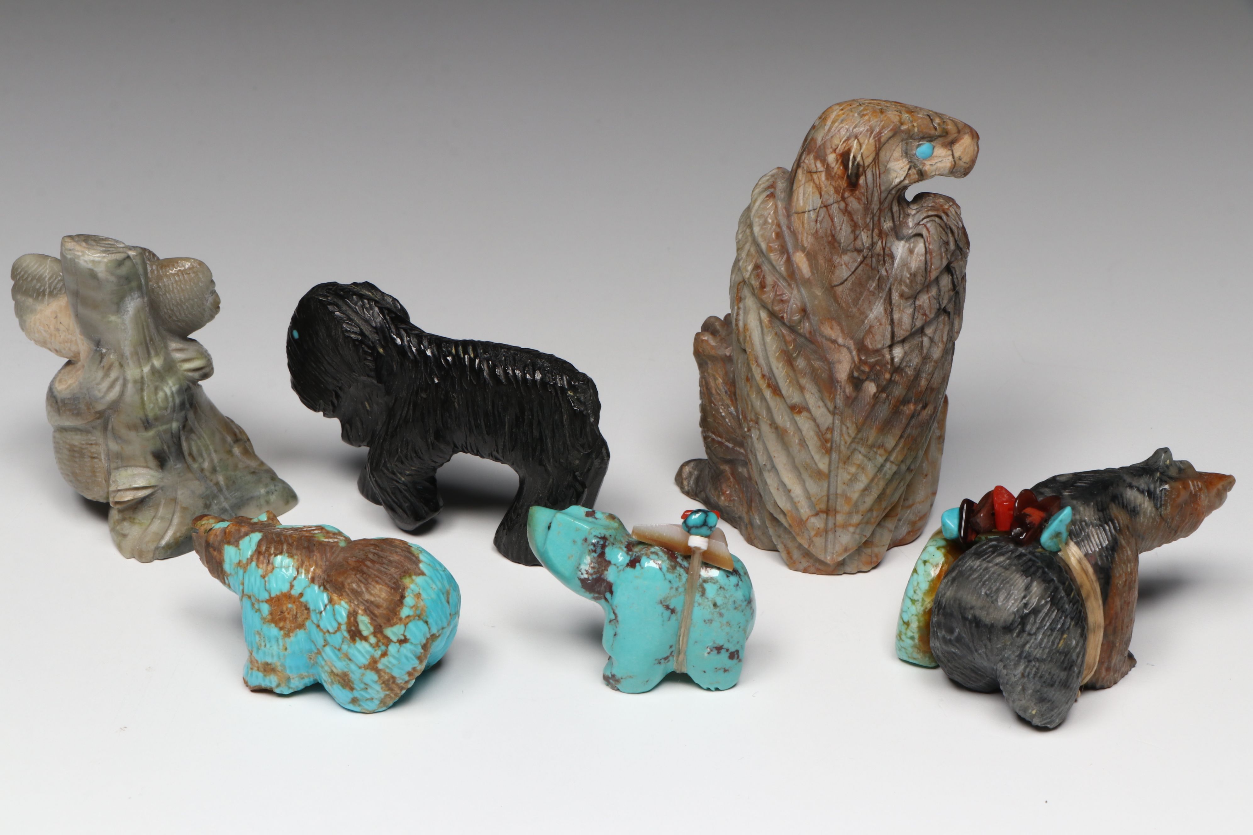 Hudson Sandy, Wilfred Cheama with Other Stone Zuni Animal Fetishes