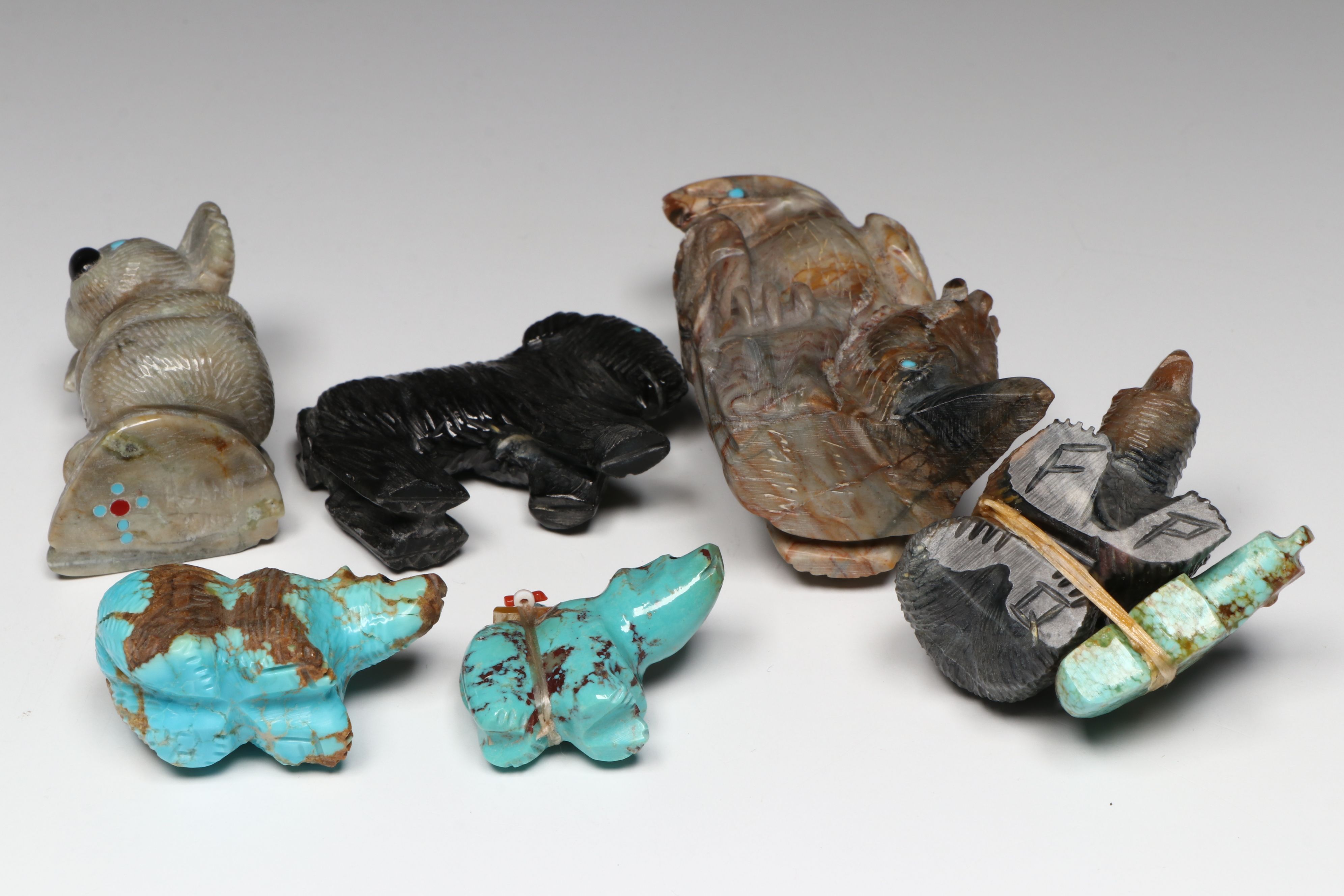 Hudson Sandy, Wilfred Cheama with Other Stone Zuni Animal Fetishes