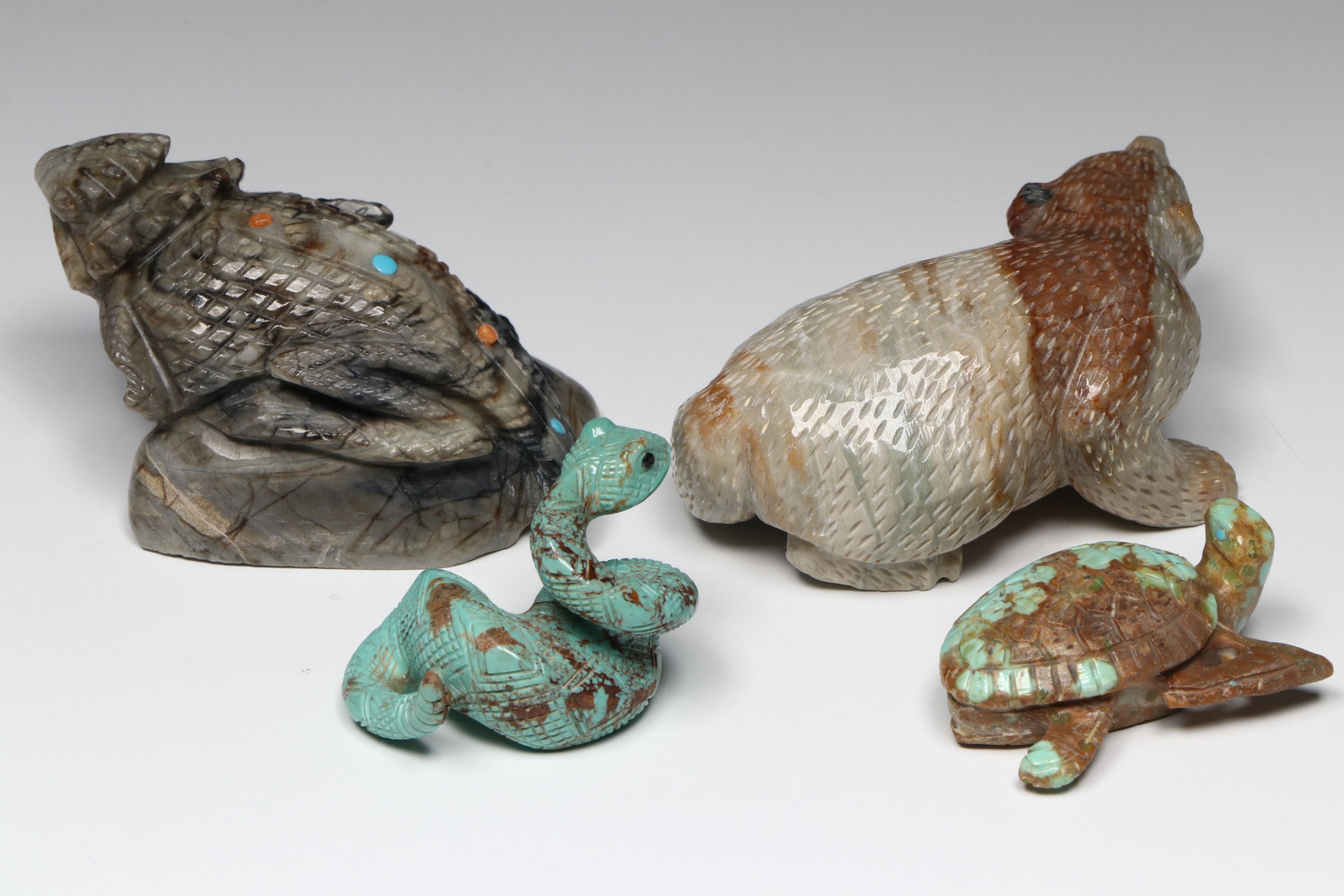 Hudson Sandy, Wilfred Cheama with Other Stone Zuni Animal Fetishes