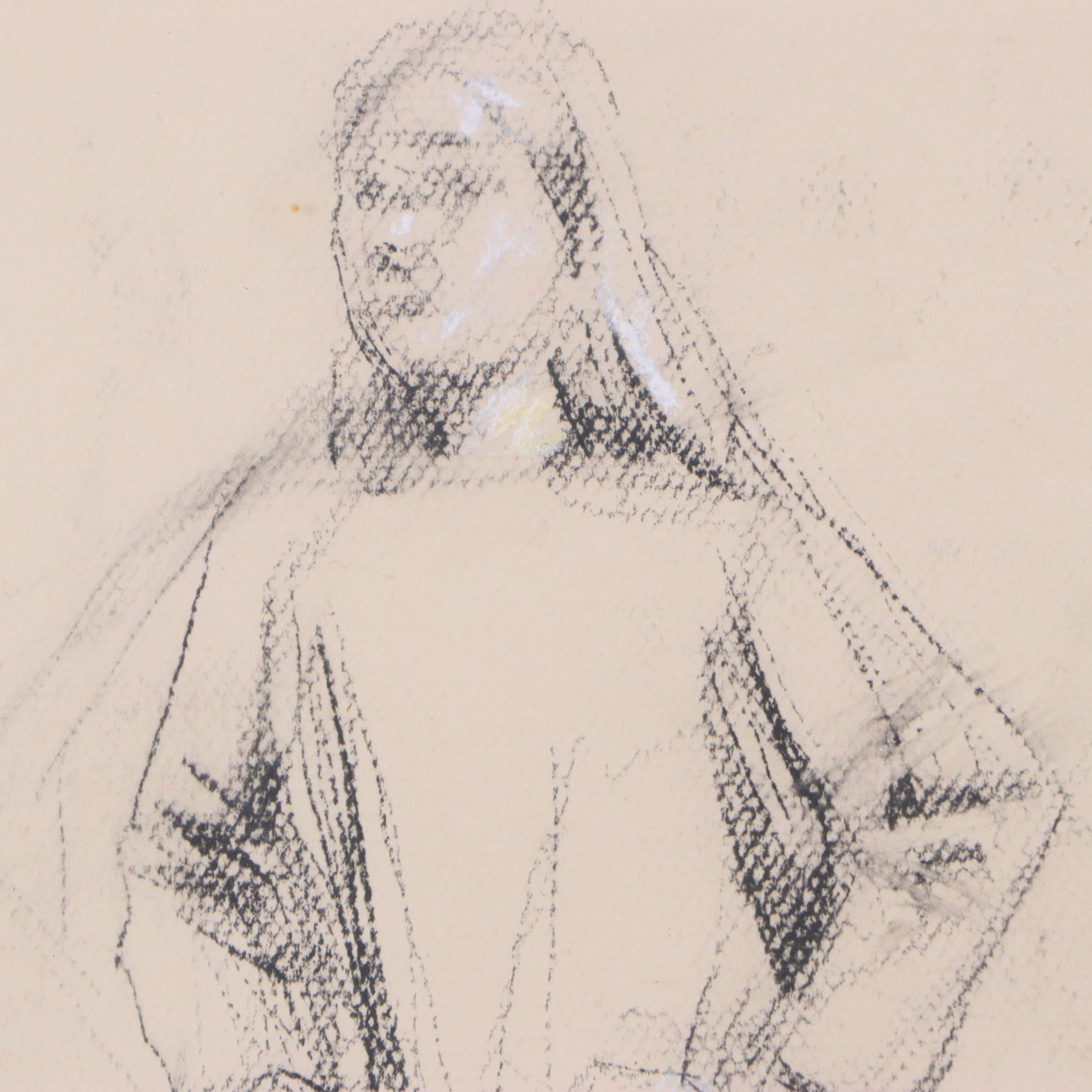 Daniel Sprick Charcoal and Pastel Drawing of Figure Studies