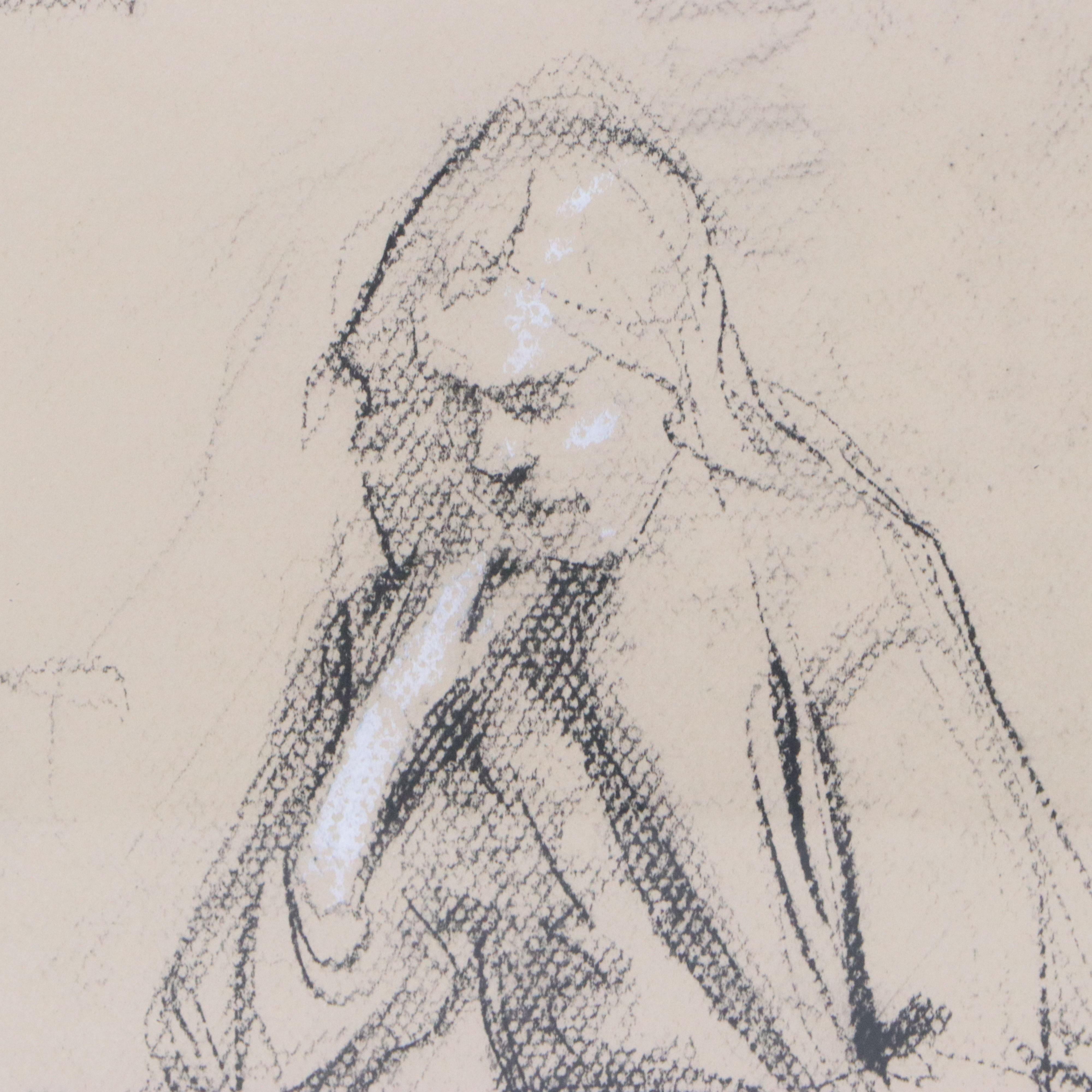 Daniel Sprick Charcoal and Pastel Drawing of Figure Studies