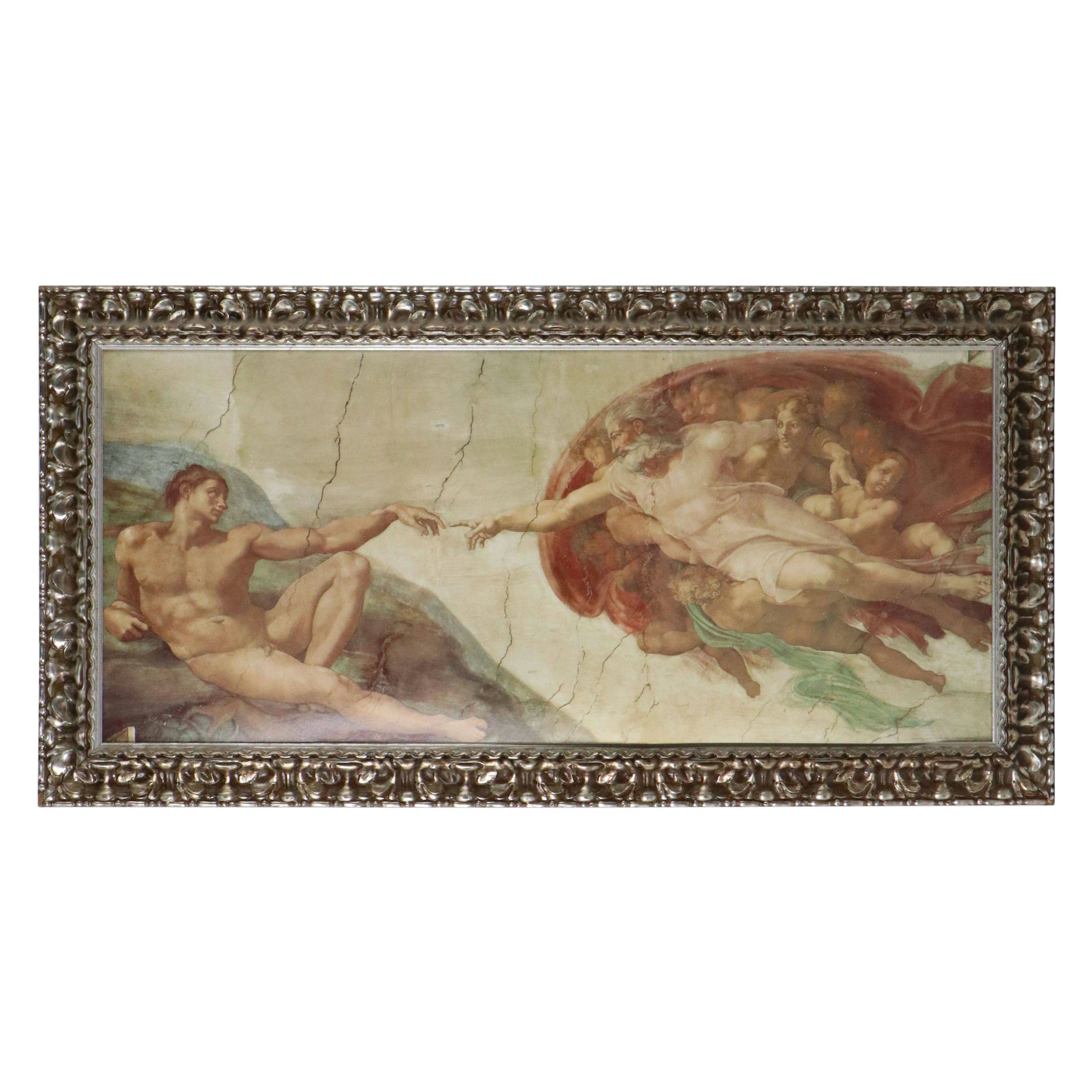 Offset Lithograph After Michelangelo "The Creation of Adam"