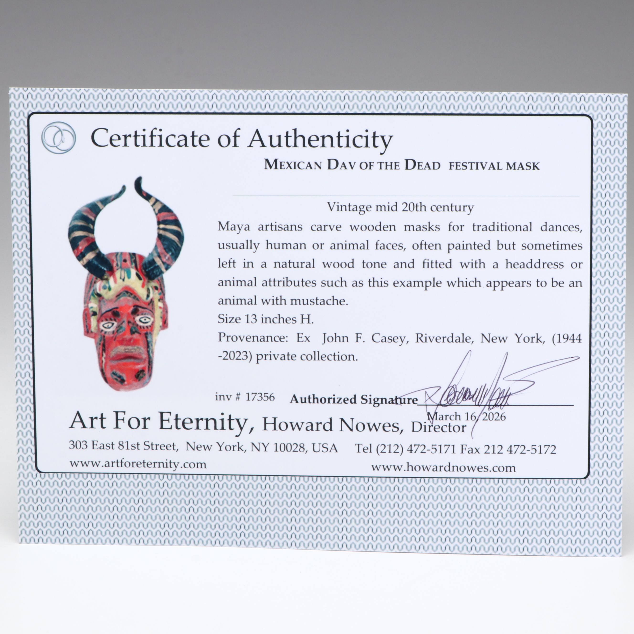 Mexican Day of the Dead Festival Mask, Mid-20th Century