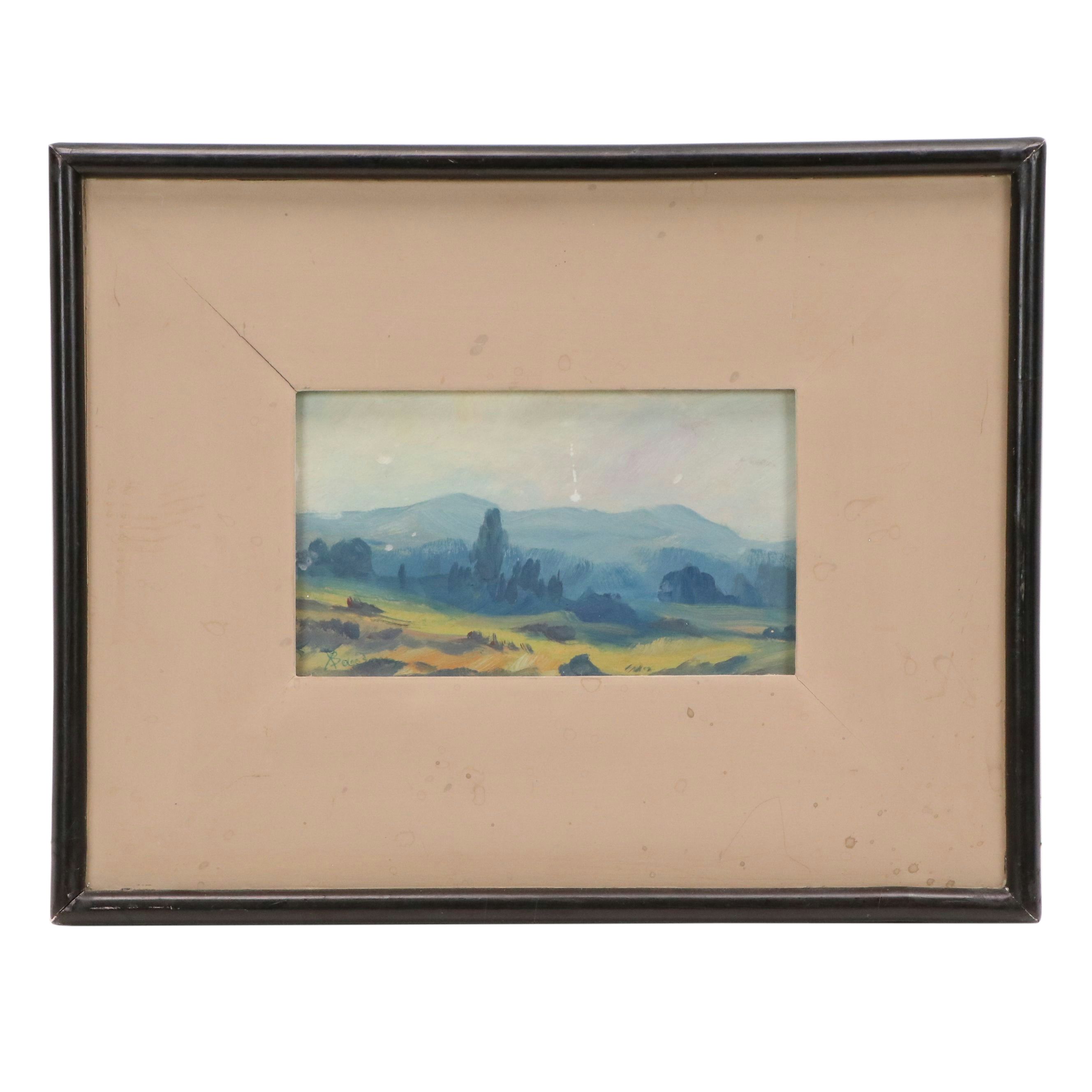 Acrylic on Board of Mountainous Landscape, 20th Century