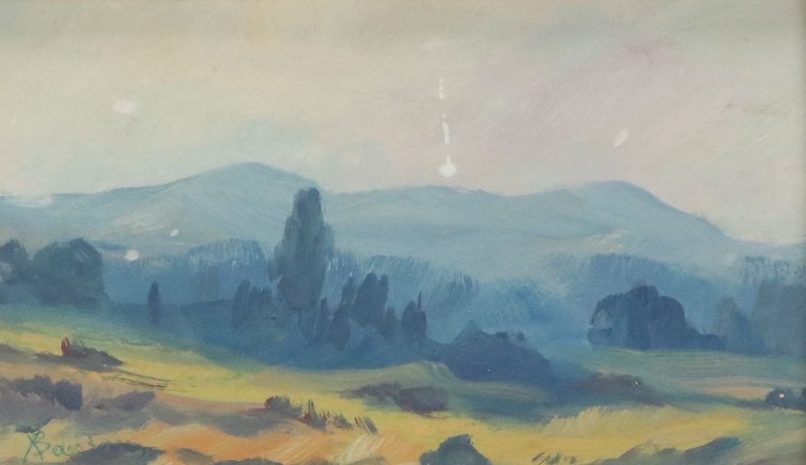 Acrylic on Board of Mountainous Landscape, 20th Century