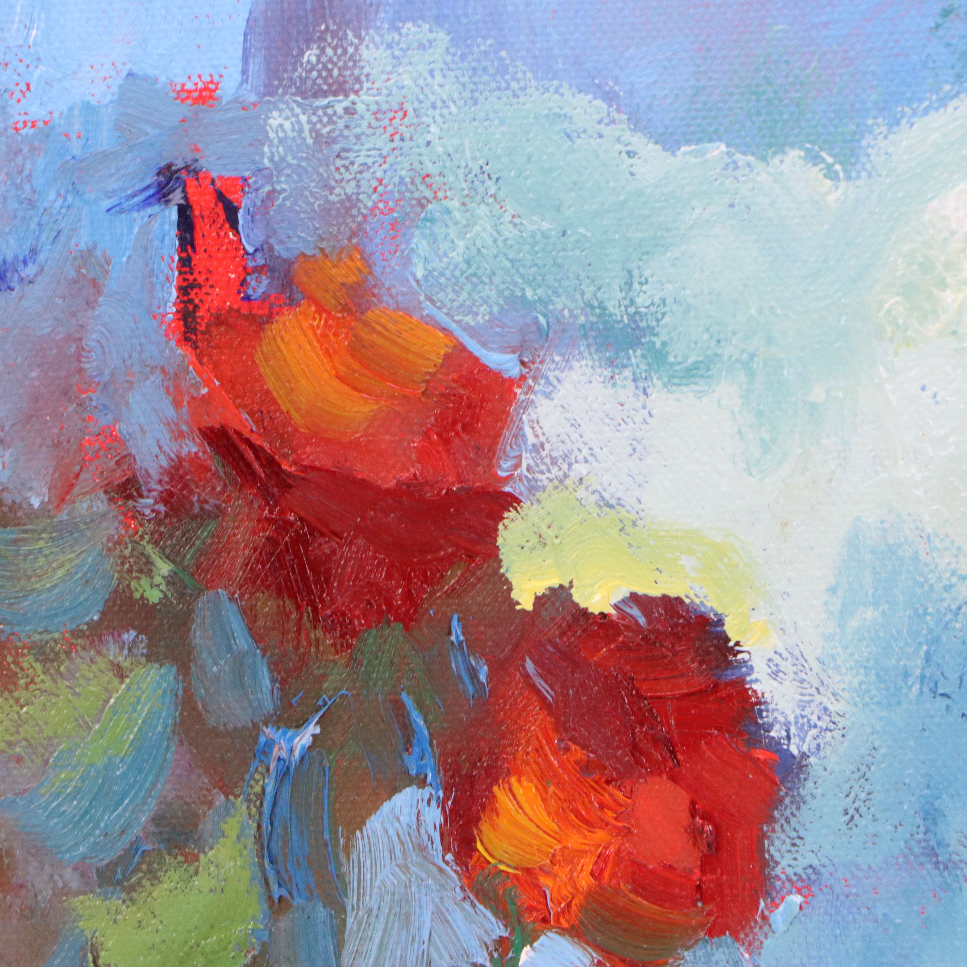 Sally Rosenbaum Impressionistic Oil Painting of Woman Reading in Garden, 21st C.