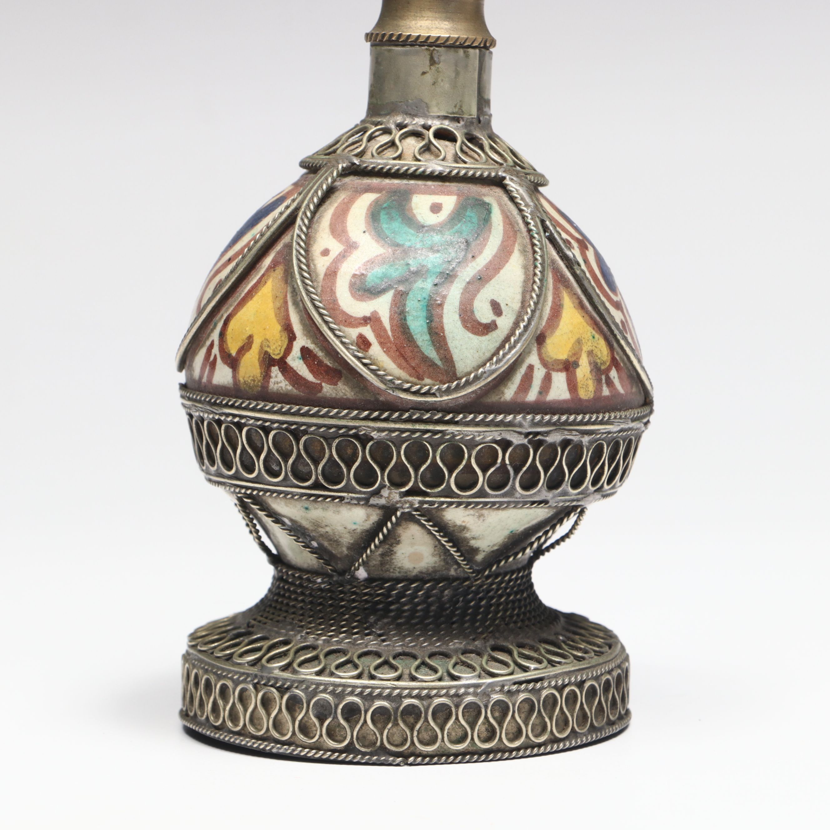 Ceramic and Metal Holy Water Sprinkling Bottle